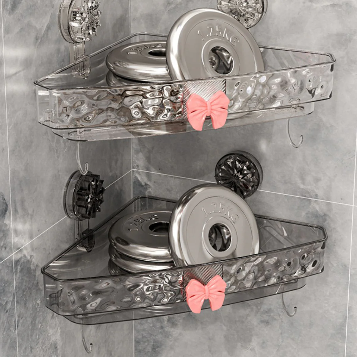 Repisa Esquinera Para Baño. Estante Flotante De Esquina Transparente Con Ventosas. Organizador De Ducha. 31.5X25x5.5Cm. - Image 4
