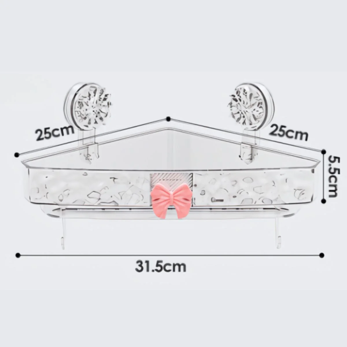 Repisa Esquinera Para Baño. Estante Flotante De Esquina Transparente Con Ventosas. Organizador De Ducha. 31.5X25x5.5Cm. - Image 6