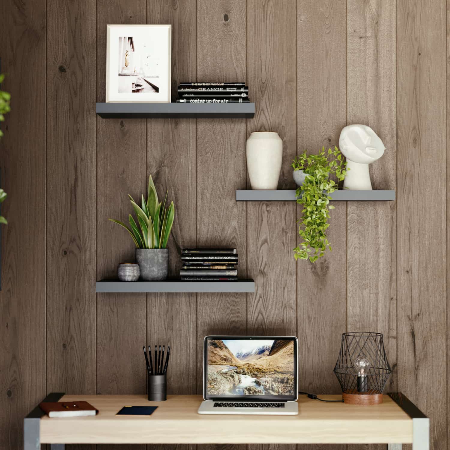Repisas De Pared  60 Cm Largo X 23.5 Cm Ancho X 38 Mm Espesor (1 1/2") Color Negro - Image 3