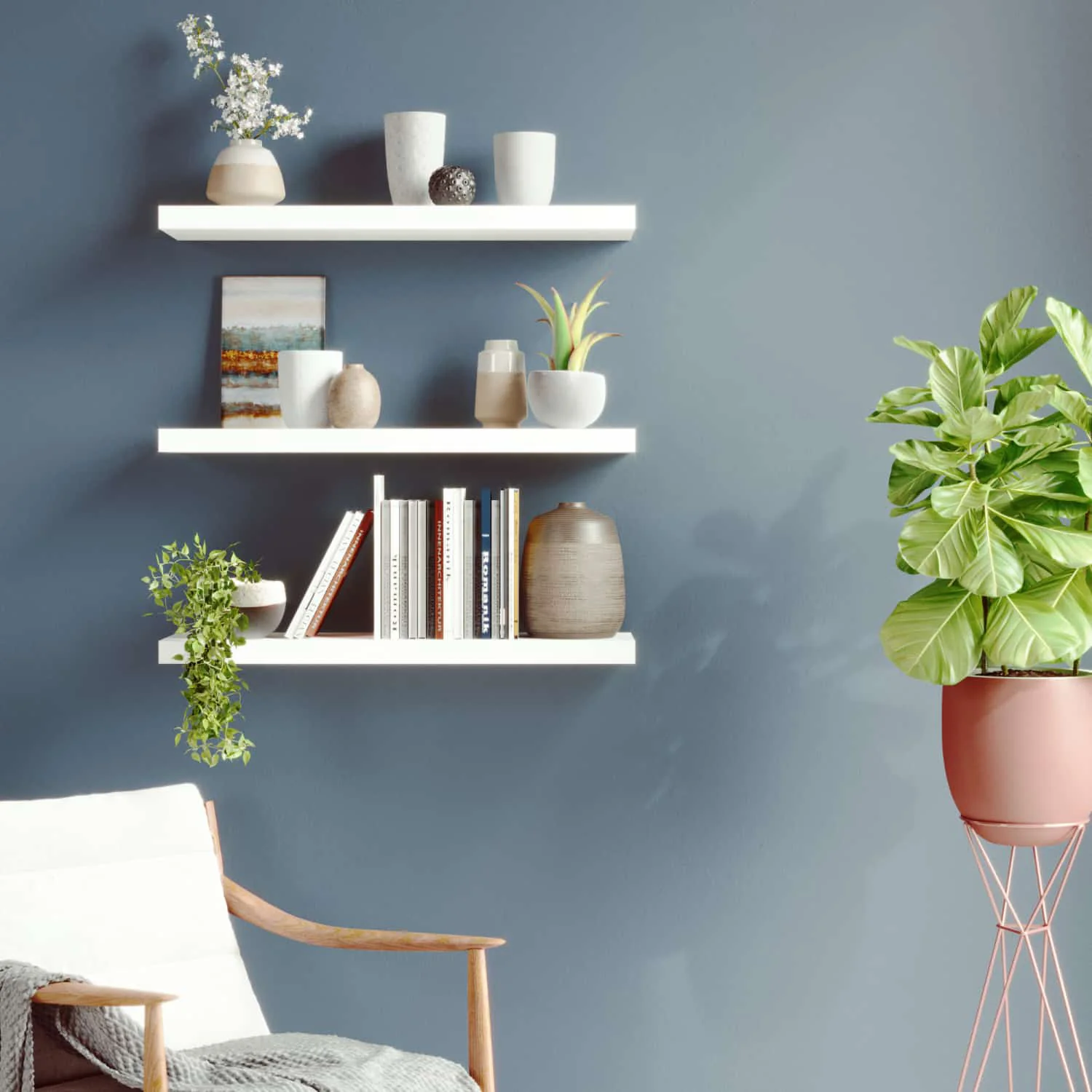 Repisas De Pared 80 Cm Largo X 23.5 Cm Ancho X 38 Mm Espesor (1 1/2") Color Blanco - Image 3
