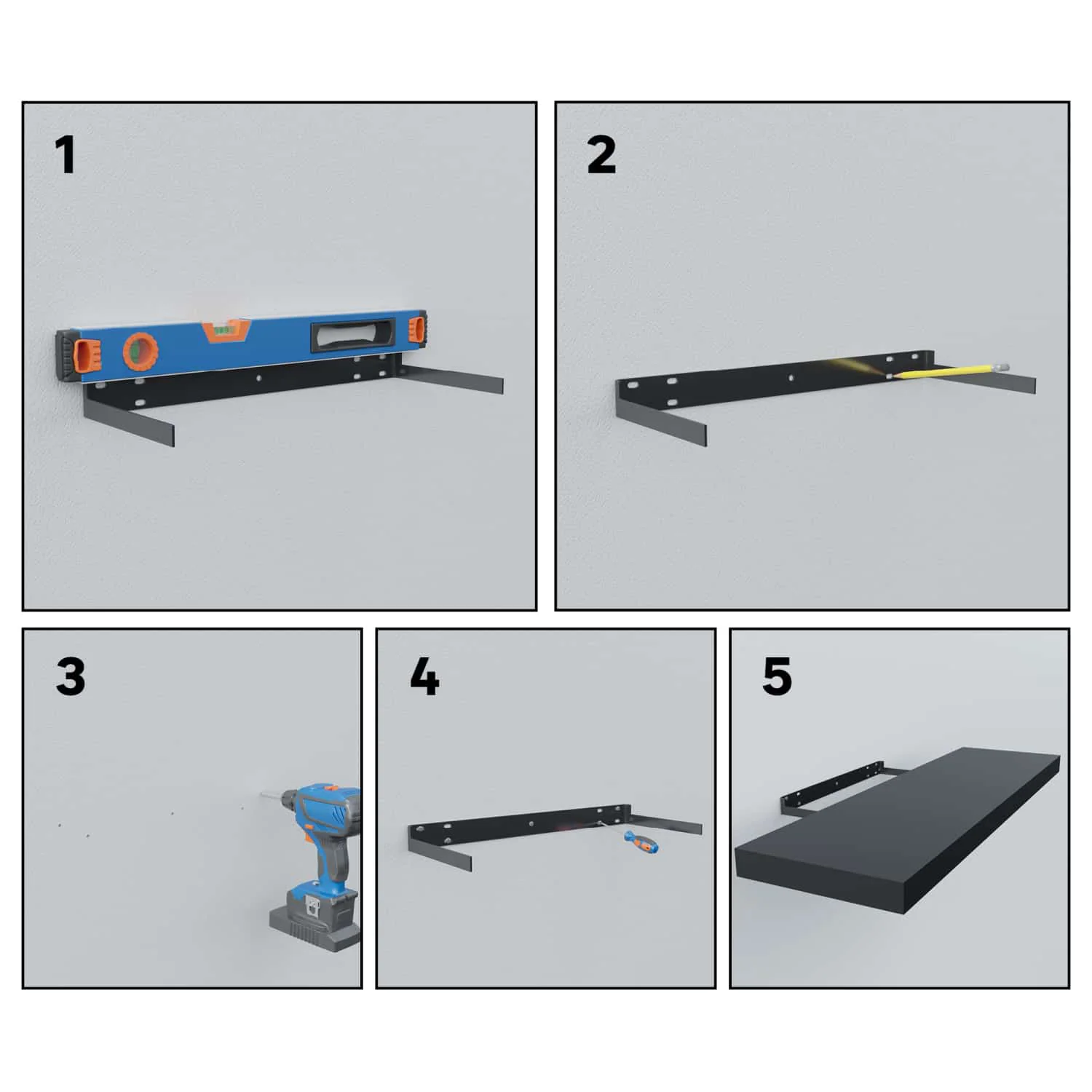 Repisas De Pared 80 Cm Largo X 23.5 Cm Ancho X 38 Mm Espesor (1 1/2") Color Negro - Image 3