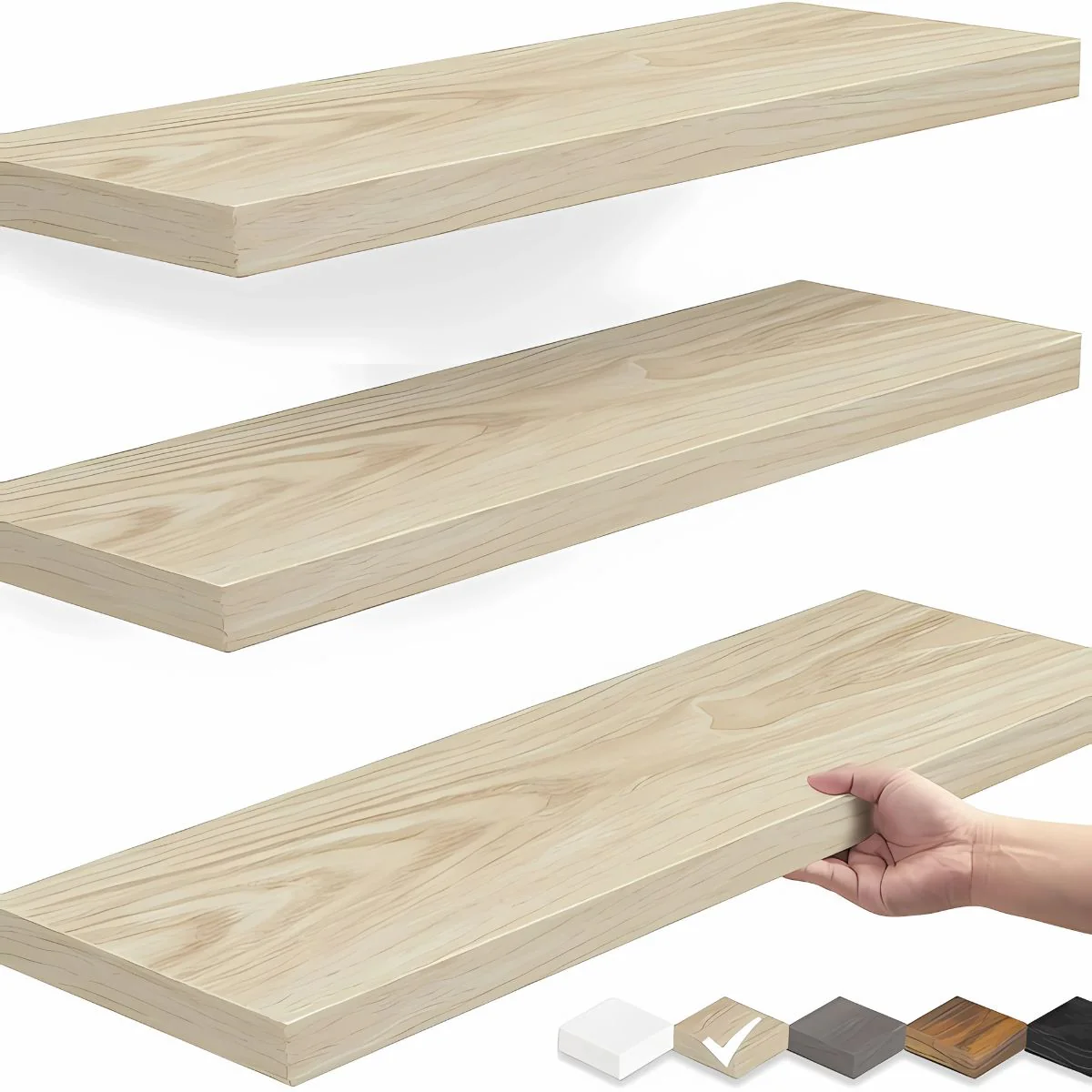 Repisas De Pared Flotantes. Color Beige (Set De 3 Piezas). Tablillas Cremas 6.7X1.1X16” Estanterias