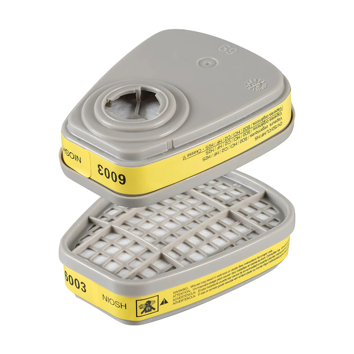 Repuesto Filtro Purificador 6003CN. Cartucho Para Respirador Mascarilla Frontal De Silicona.  Vapor Orgánico, Cloro, Cloruro De Hidrógeno, Etc