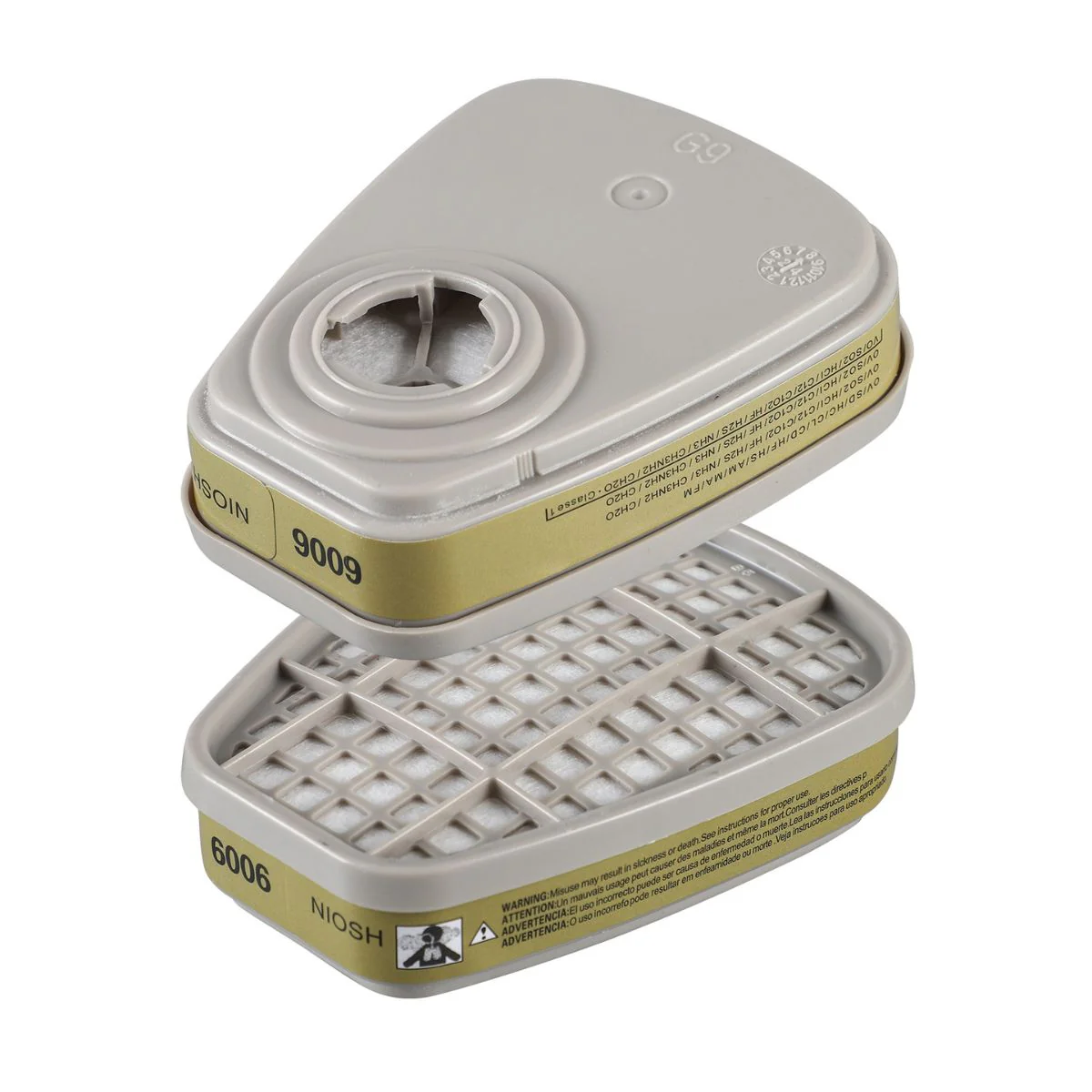 Repuesto Filtro Purificador 6006CN. Cartucho Para Respirador Mascarilla Frontal De Silicona.  Vapor Orgánico, Cloro, Dióxido De Cloro, Cloruro De Hidrógeno, Dióxido De Azufre, Etc