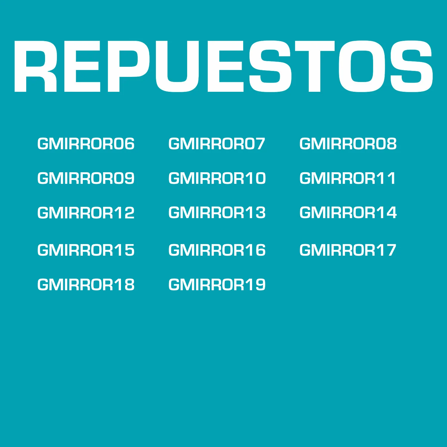 Repuestos De Espejo LED. Códigos Desde GMIRROR06 Al GMIRROR19