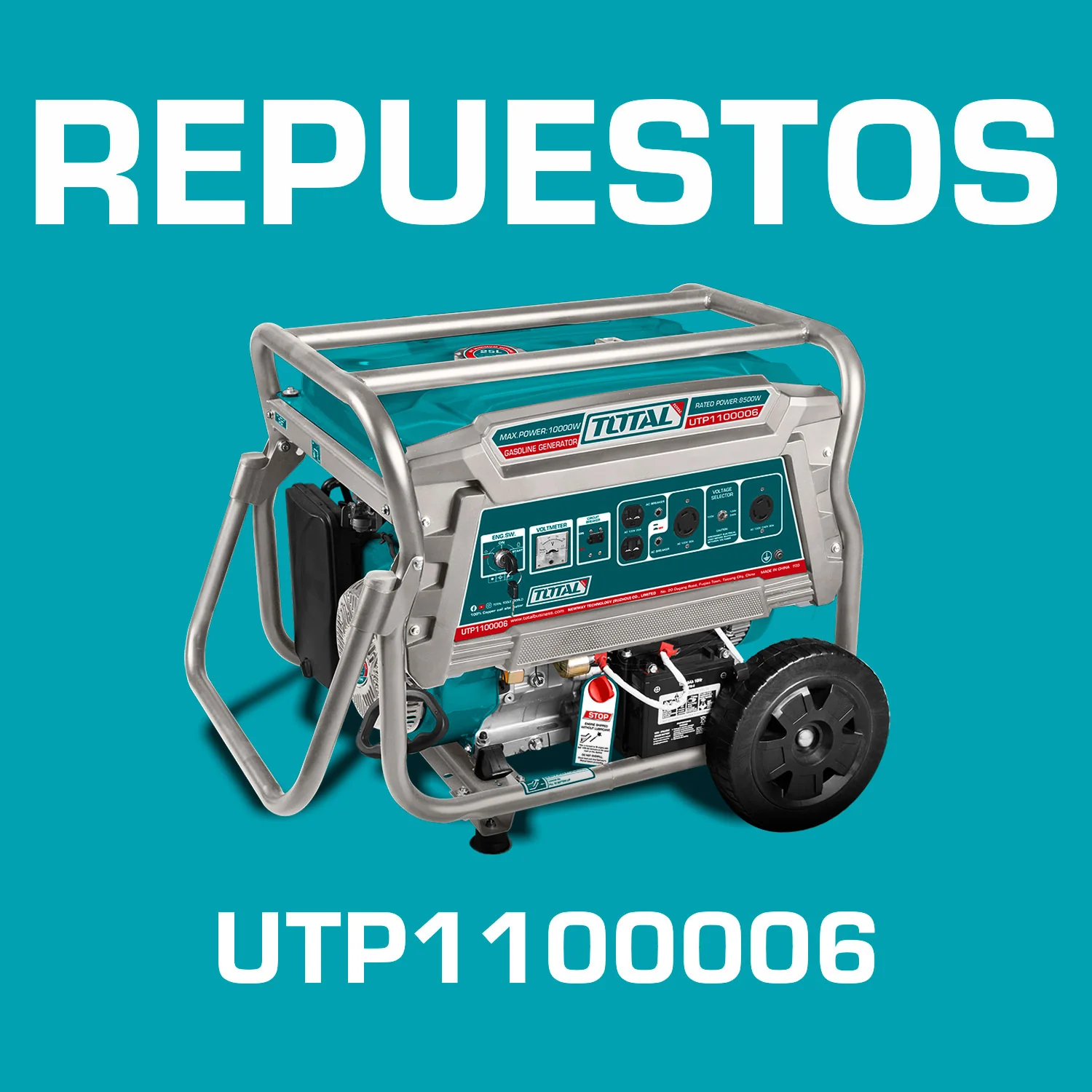 Repuestos Generador A Gasolina 10,000Watts 10Kw 110-120V 60Hz 3600Rpm 25L Motor 4 Tiempos. Codigo  UTP1100006