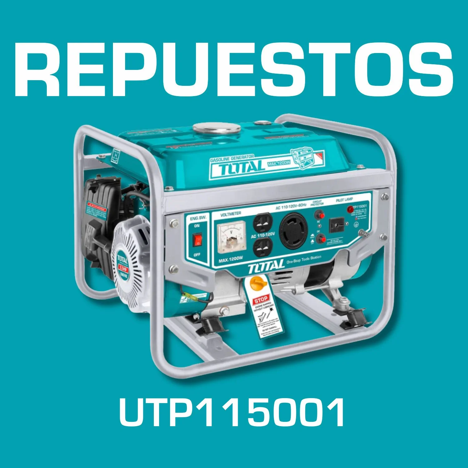 Repuestos Generador Gasolina Total 110V-120V 60Hz. Codigo UTP115001