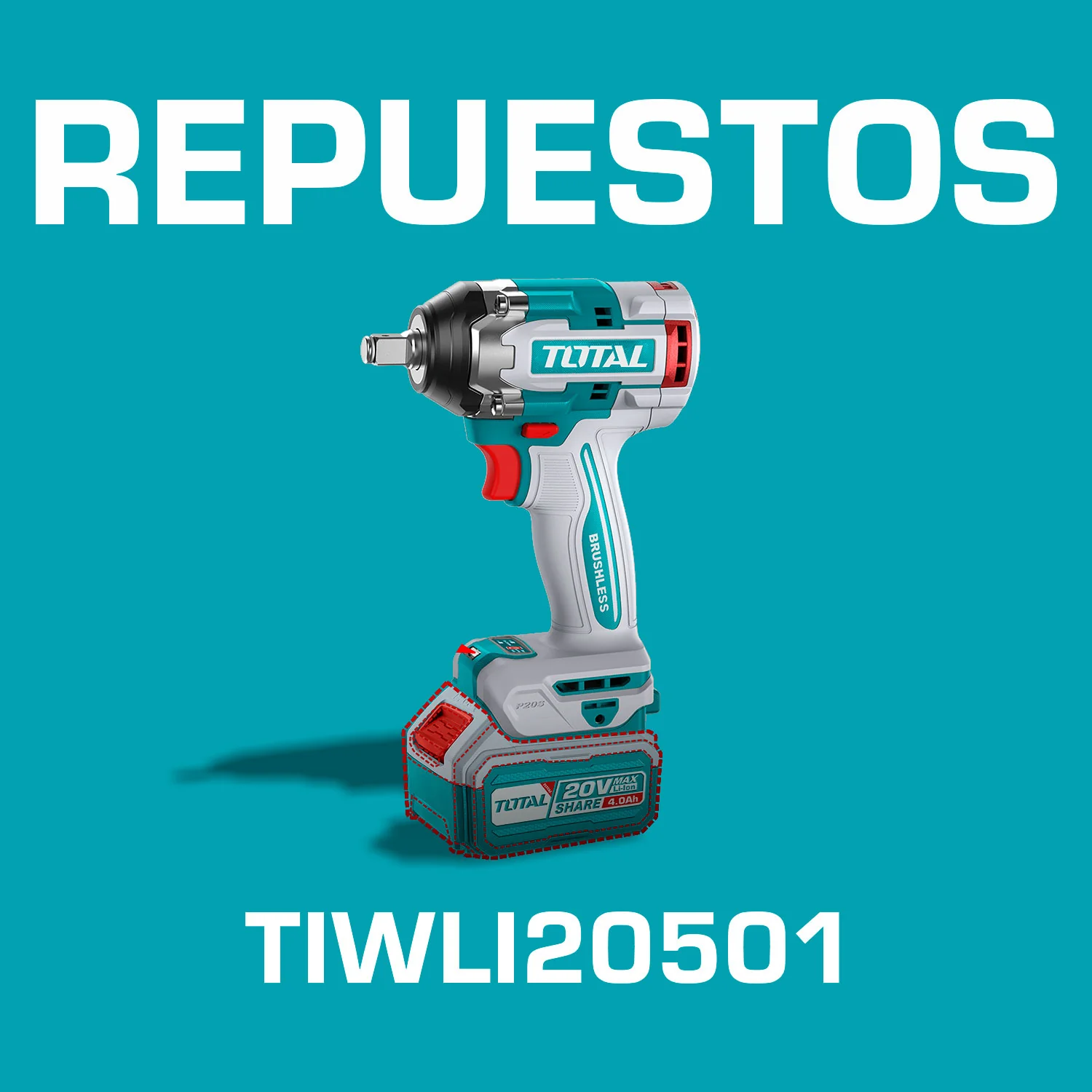Repuestos Llave De Impacto 20V Inalambrica 1/2" 500Nm Codigo  TIWLI20501