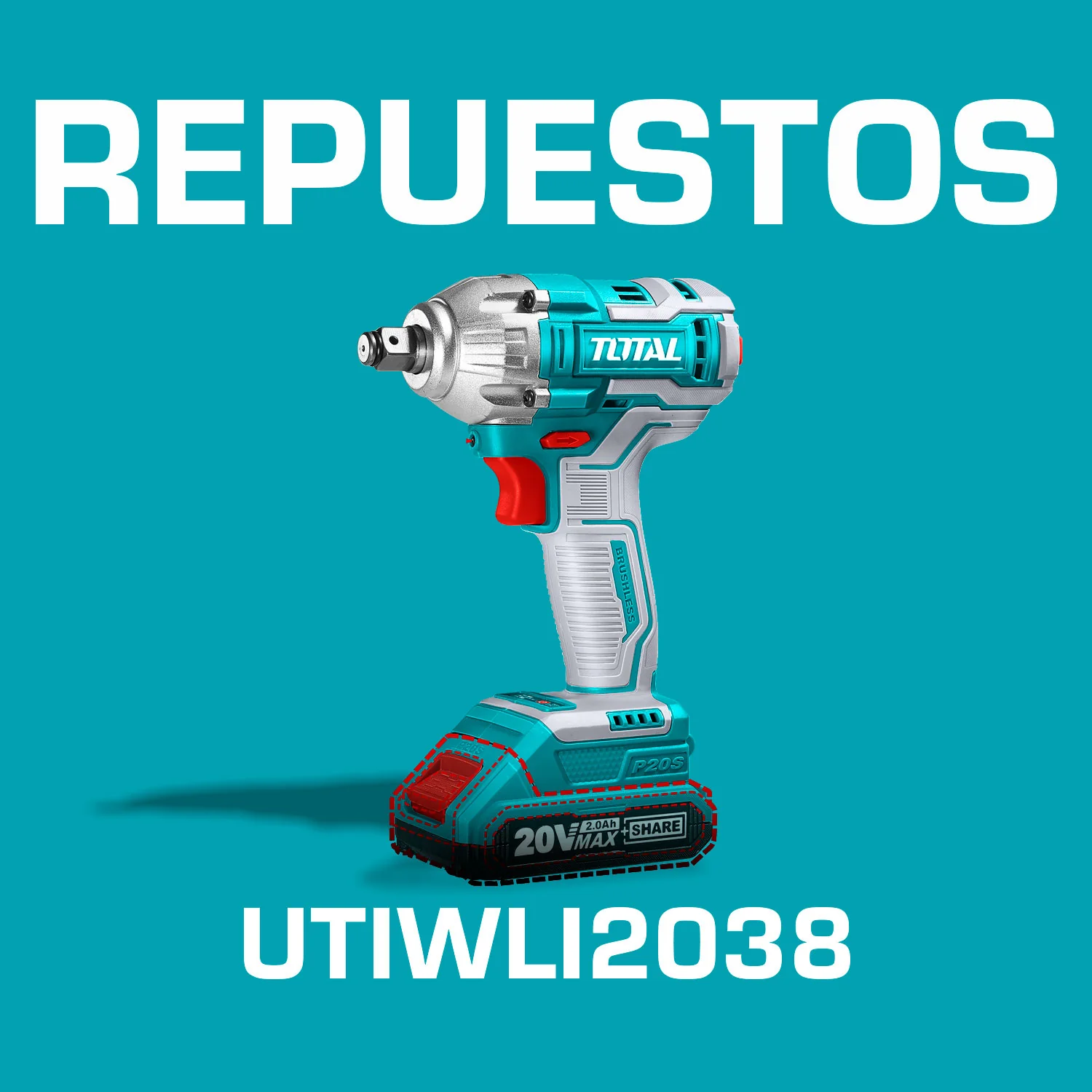 Repuestos Llave Impacto Dado Cuadrado 1/2" 20V 300Nm. Codigo UTIWLI2038
