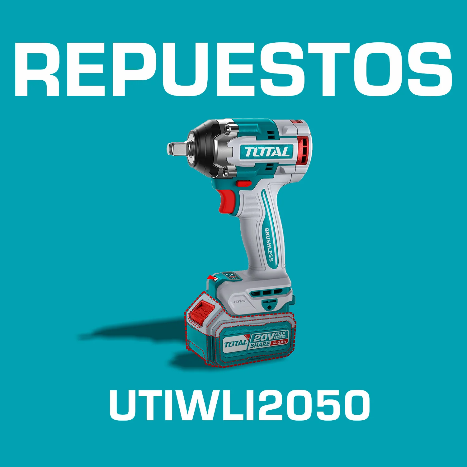 Repuestos Llave Impacto Dado Cuadrado 20V 1/2" Motor Sin Escobillas. Codigo UTIWLI2050
