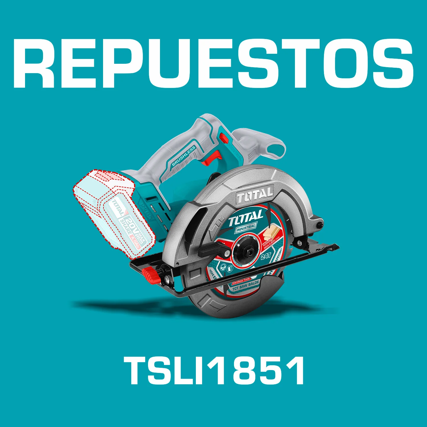 Repuestos Sierra Circular 20V 7 1/4" 185Mm. 4800Rpm. Codigo TSLI1851