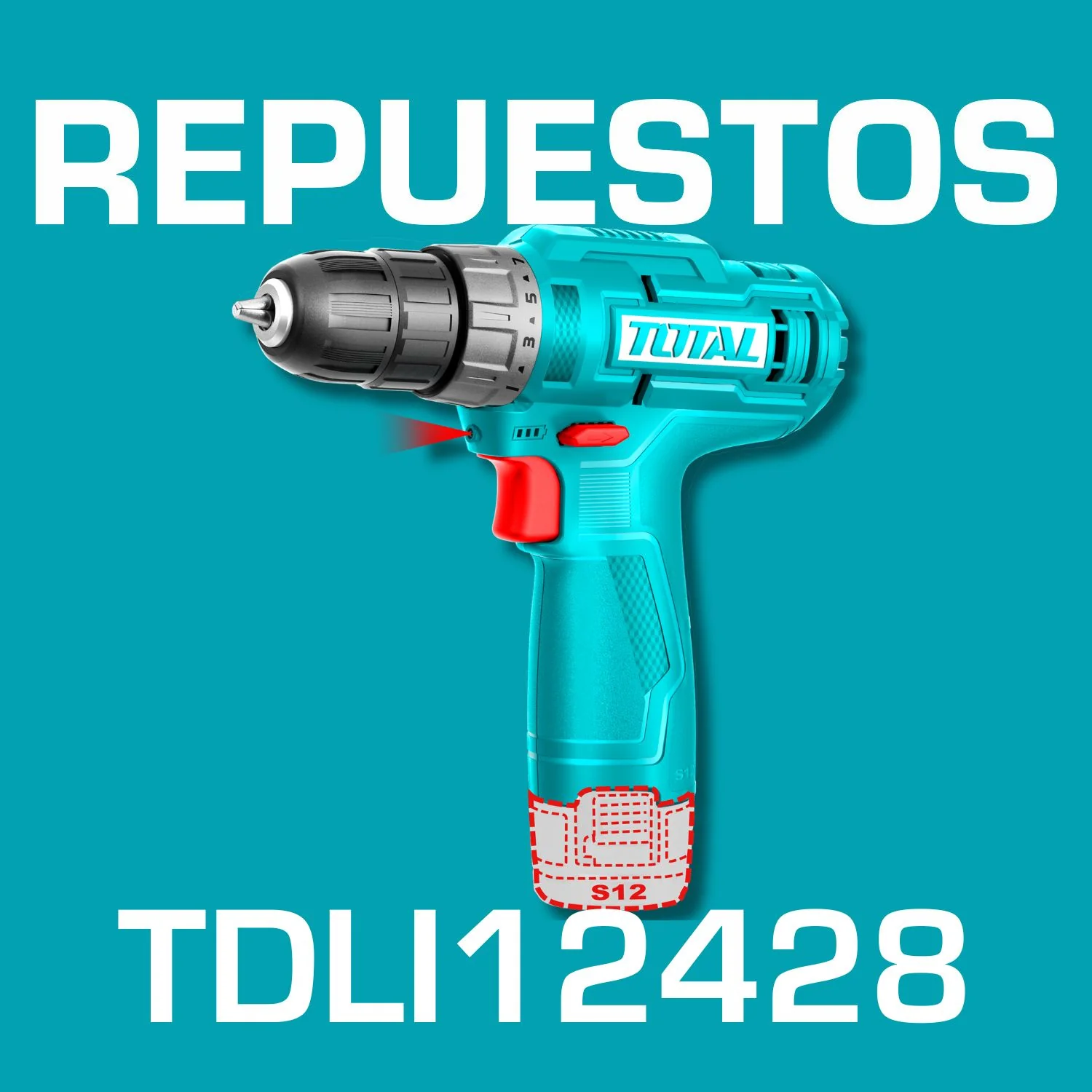 Repuestos Taladro Inalámbrico De 12V. Veloc.Sin Carga: 0-750Rpm. 20Nm. Codigo TDLI12428