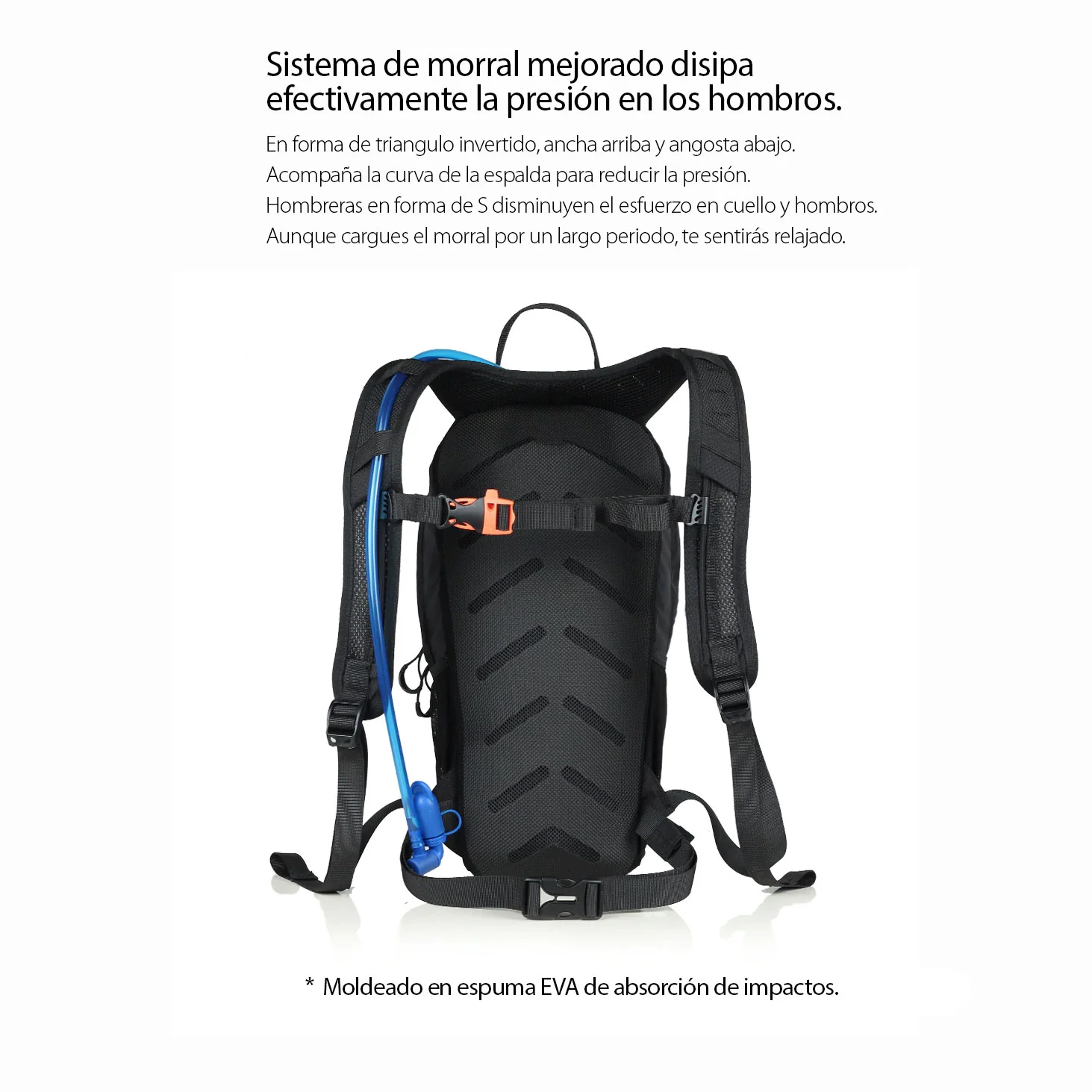 Morral De 12L, Ligero, Con Bolsillo Para Vejiga De Agua De Hasta 2L. Color Negro - Image 4