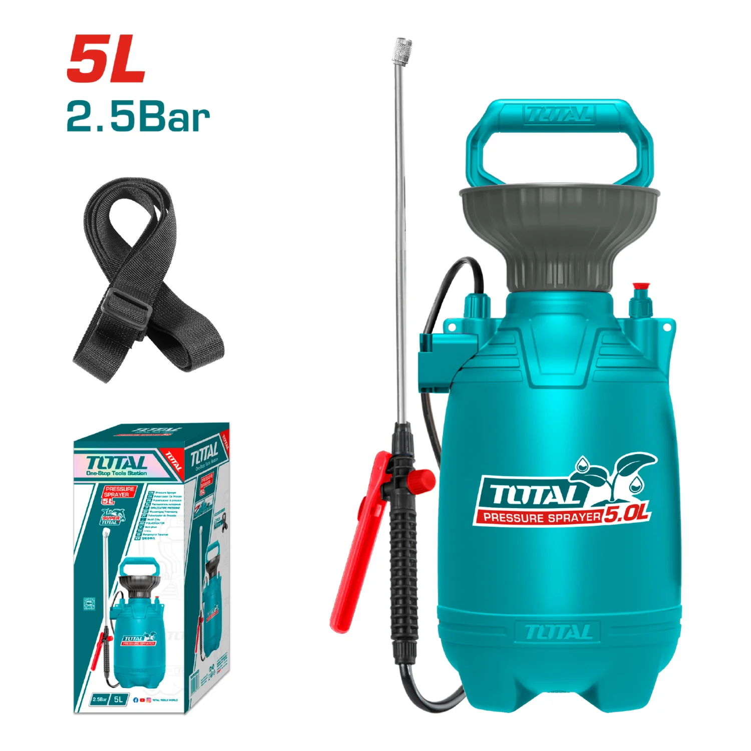 Rociador Spray De Presión 5 Litros. 2.5BAR. Lanza Inoxidable Y Boquilla De Plástico. - Image 2