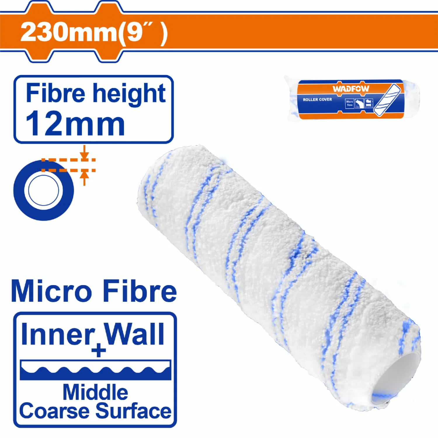 Rodillo De Pintar 9" Paredes Internas. Alt Fibra 12Mm. Microfibra. Ideal Para Paredes Interiores.