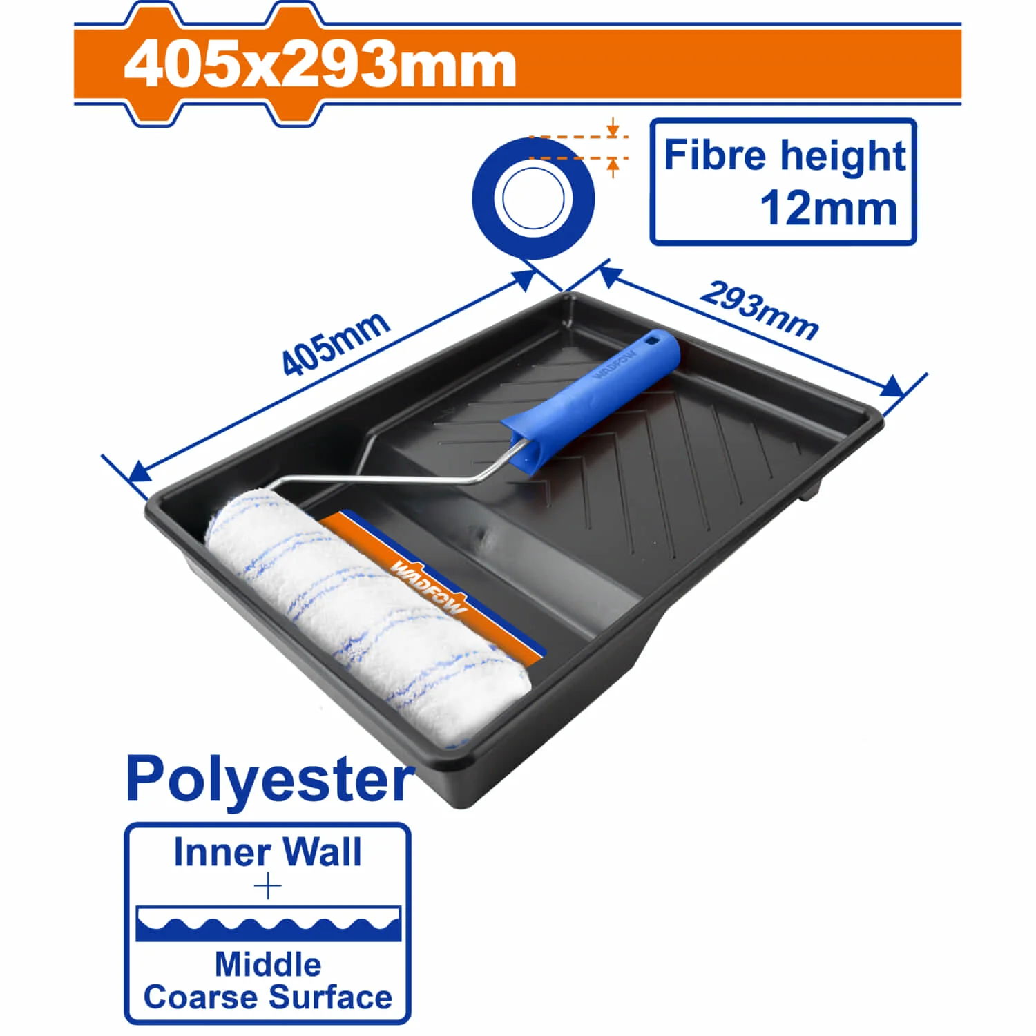 Rodillo Para Pintar 9" Y Bandeja Para Pintar 405X293mm. Paredes Internas. Set 3 En 1.