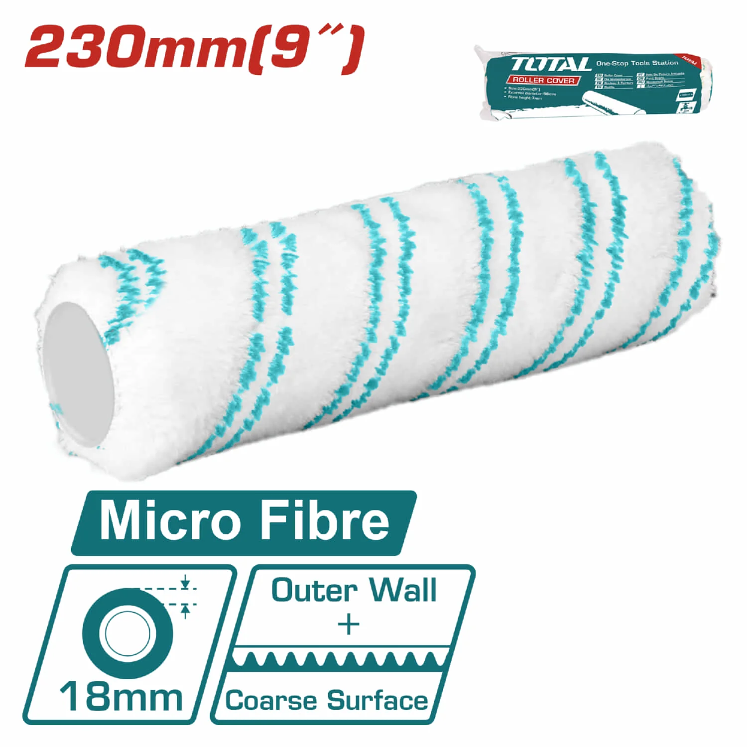 Rodillo Para Pintar De 230 Mm / 9". Para Exteriores. Espesor De La Fibra 18 Mm.