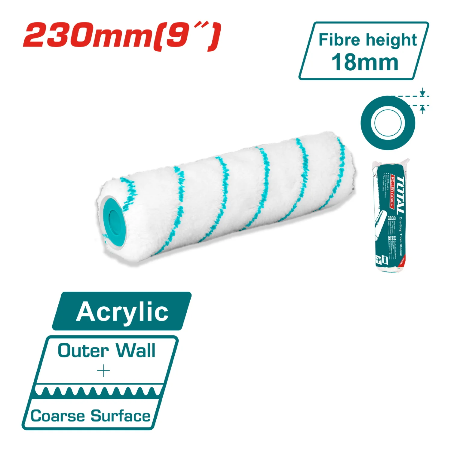 Rodillo Para Pintar De 230 Mm / 9". Para Exteriores. Espesor De La Fibra 18 Mm. - Image 2