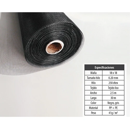 Rollo Malla Mosquitera Negra 1.25 Mts X 30 Mts. Alta Calidad. 37.5 M2 Anti Uv, Anti Envejicimiento Anti Mosquitos