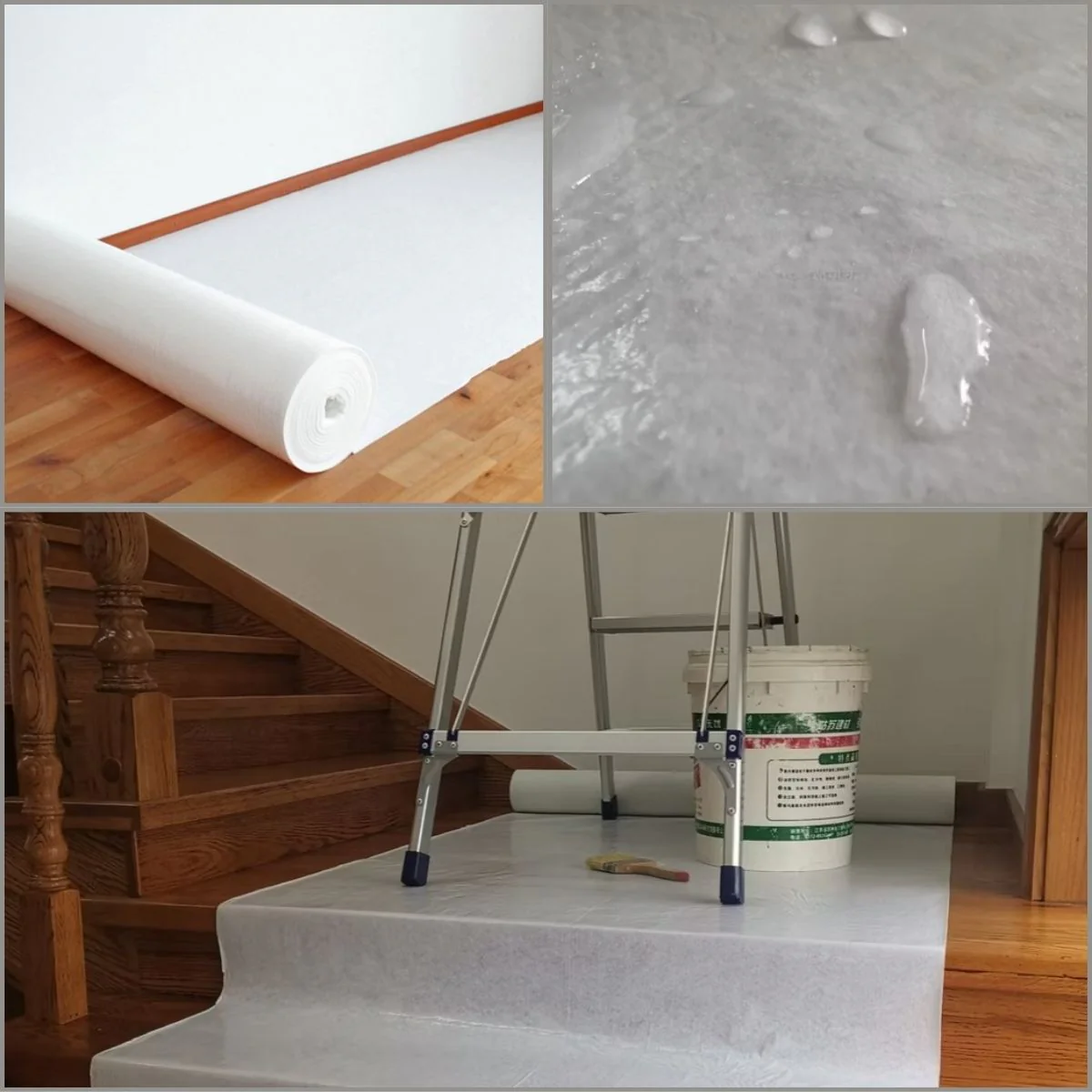 Rollo Plastico Protector De Piso Autoadhesivo Acolchado Antiderrame Color Blanco Rollo De 39.4X 984.3" (1X25m) De PE. Lana Sintética Antideslizante Y Autoadhesiva. - Image 3