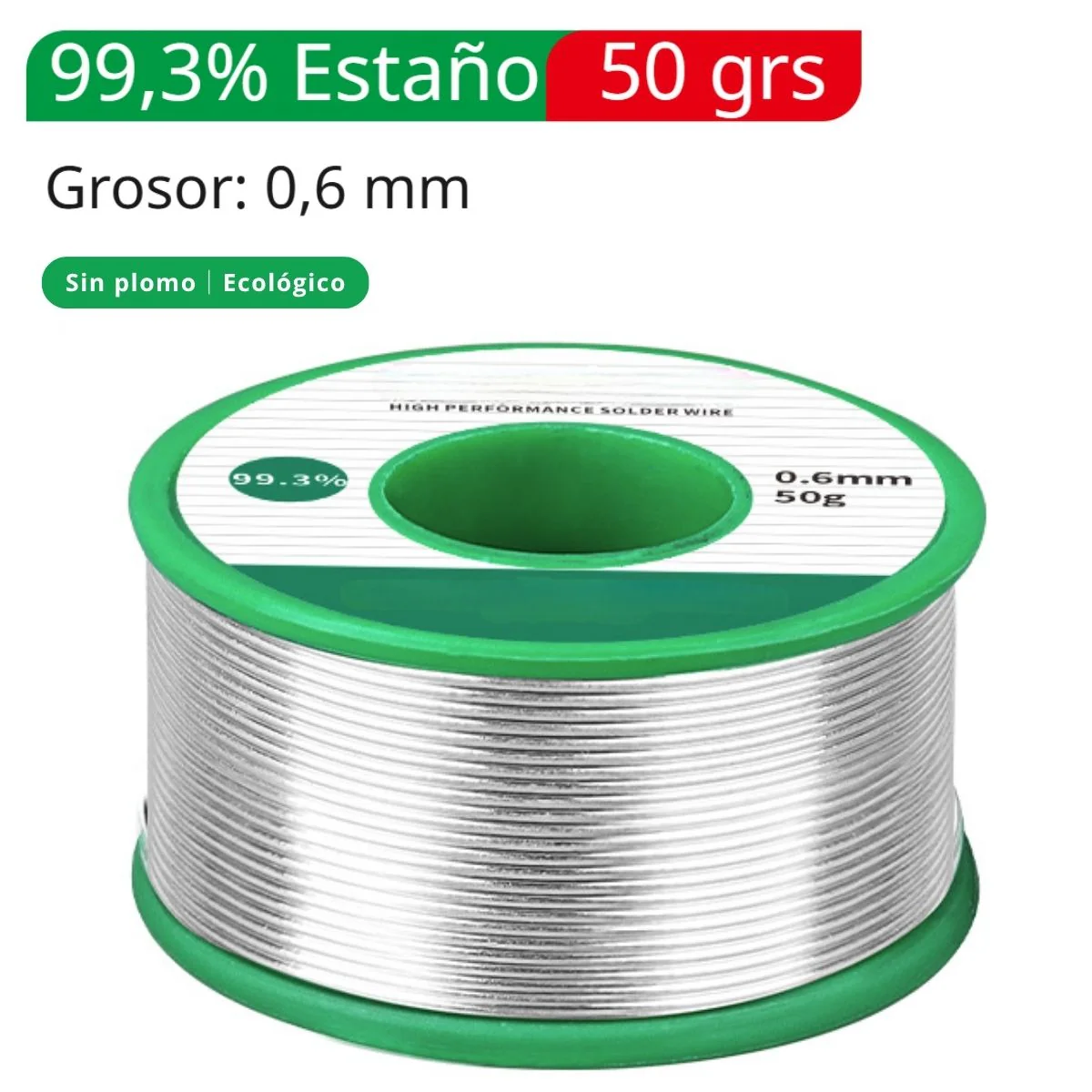 Rollos Cautin Estaño Alambre De Soldadura Sin Plomo 99.3% (50 Grs). Contenido Fundente 2%. Punto Fusión 227°C Para Electrónica Y Reparaciones. - Image 3