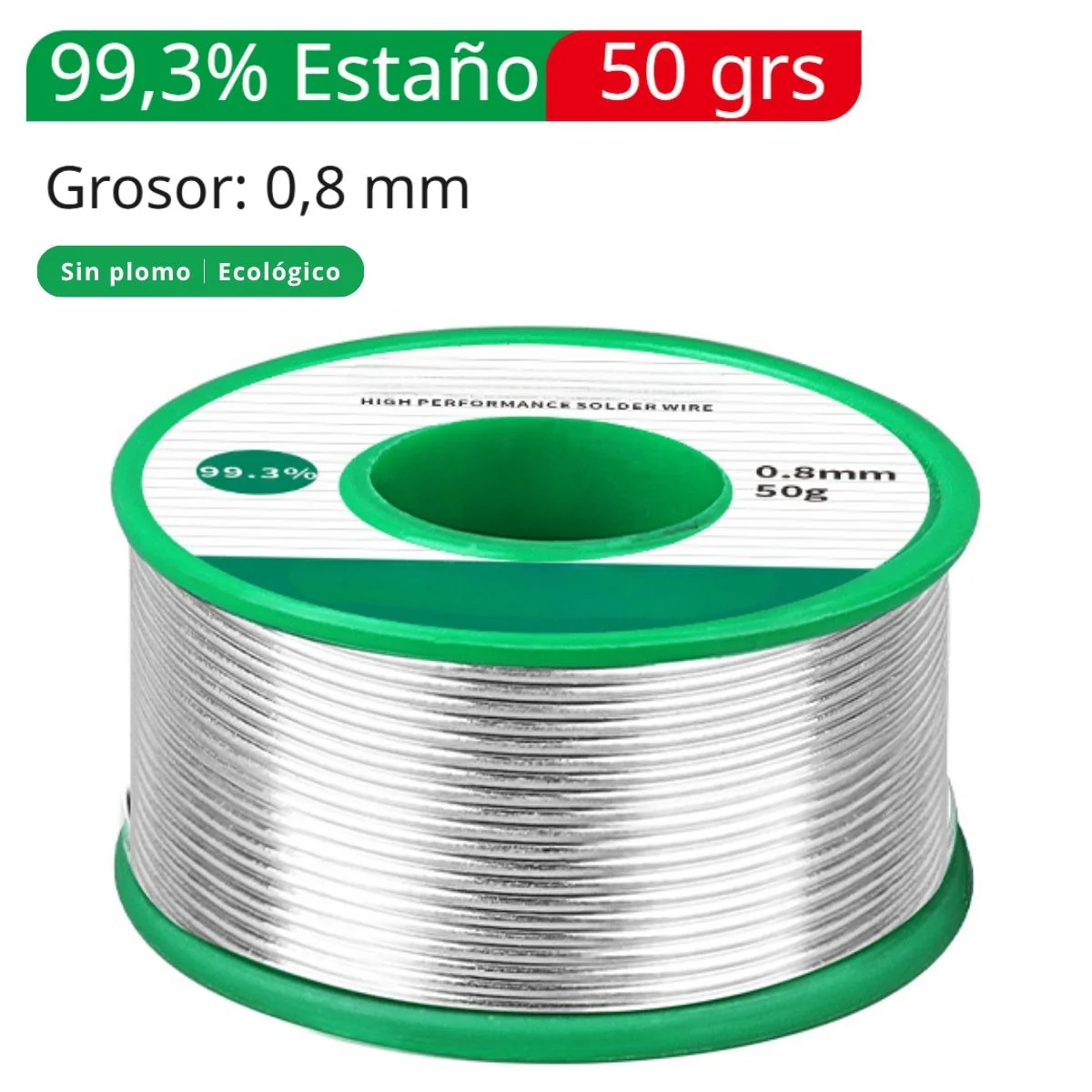 Rollos Cautin Estaño Alambre De Soldadura Sin Plomo 99.3% (50 Grs). Contenido Fundente 2%. Punto Fusión 227°C Para Electrónica Y Reparaciones. - Image 4