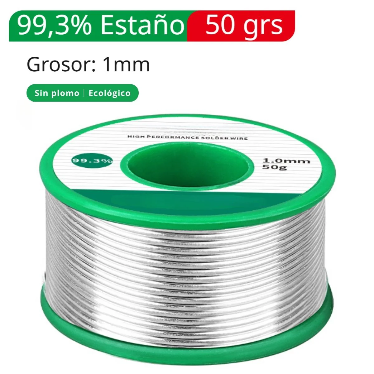 Rollos Cautin Estaño Alambre De Soldadura Sin Plomo 99.3% (50 Grs). Contenido Fundente 2%. Punto Fusión 227°C Para Electrónica Y Reparaciones. - Image 5