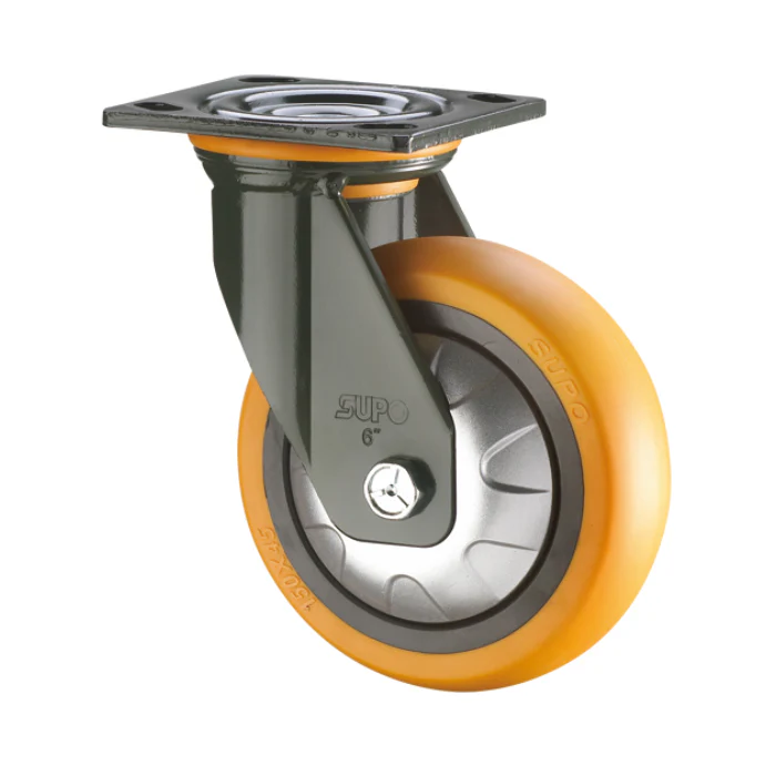 Rueda Girato Serie Pesad Hercules 150Mm 6" Capacidad Por Rueda 350Kg Poliuretano Extra Fuerte PU