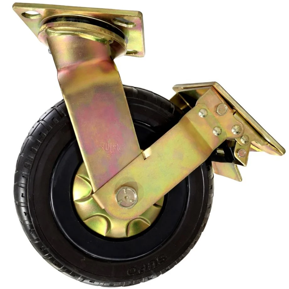 Rueda Giratoria Con Freno Serie Todo Terreno 8" 200 Mm Capacidad Rueda 200 Kg Goma Elastica Solida