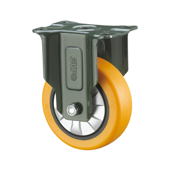 Rueda Rigida Serie Trabajo Mediano 100Mm 4" Capacidad Por Rueda 135Kg Poliuretano PU Naranja