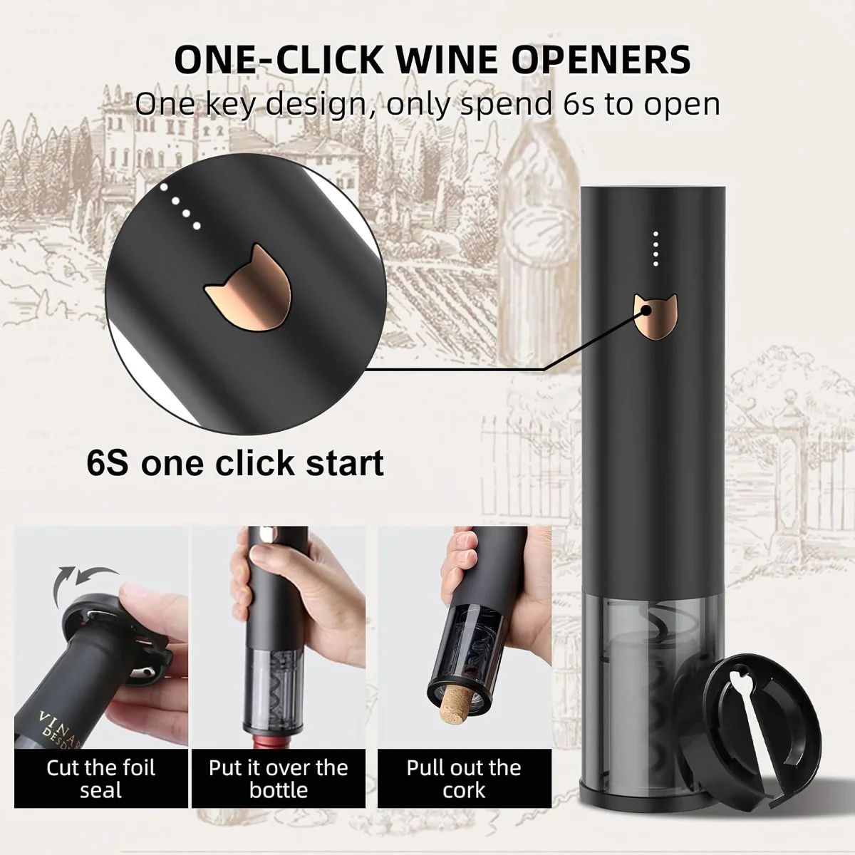 Sacacorchos Automático Con Expulsión De Corcho. Abridor De Vino Eléctrico. De Alta Calidad. - Image 3