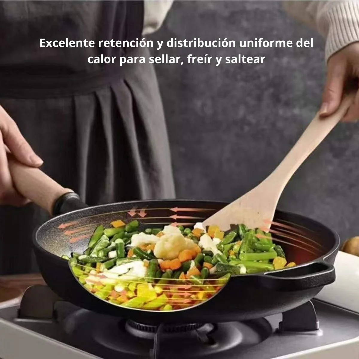 Sartén De Hierro Fundido Con Mango De Madera 8.7" (22 Cm). Sartenes. Paila Para Cocinar. Cacerola. - Image 3