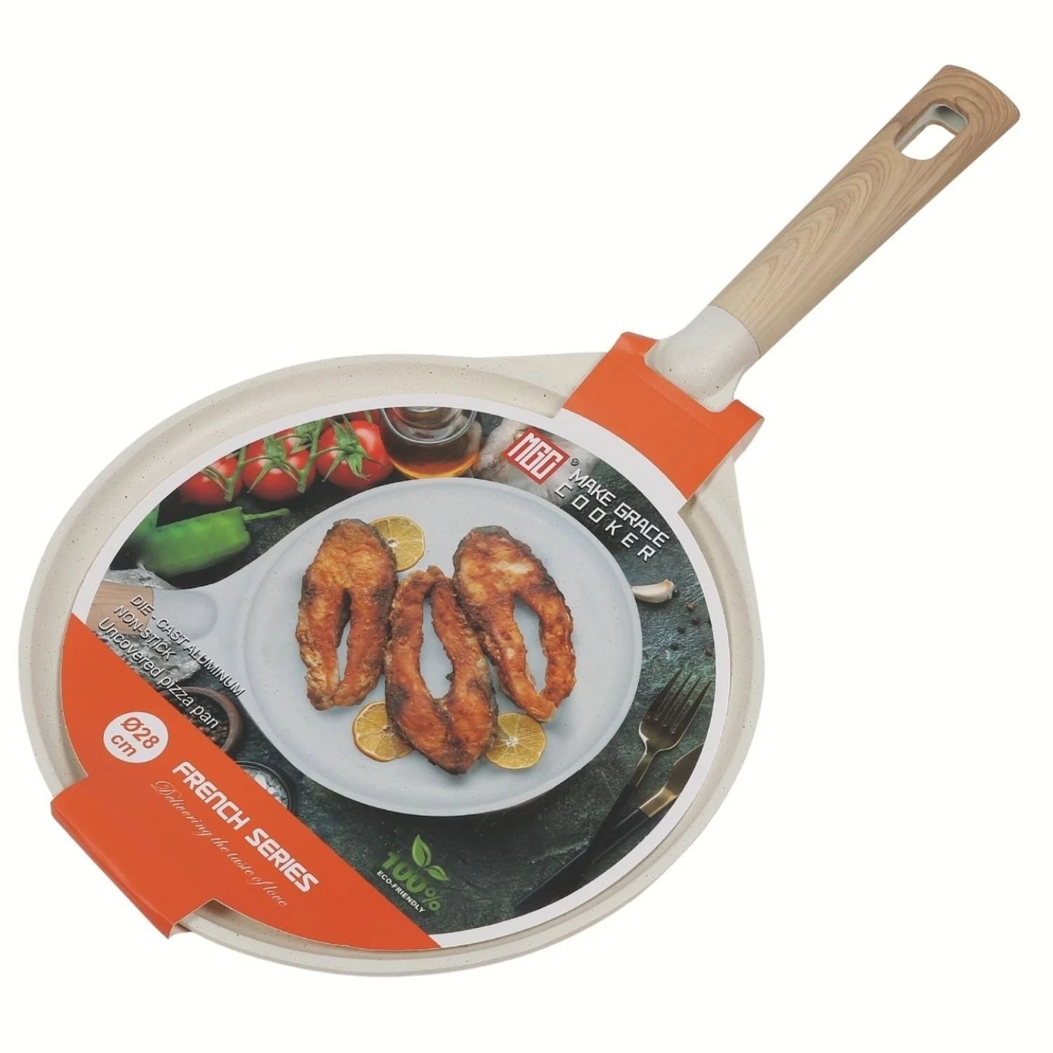 Sartén Plano De Granito Antiadherente Para Pizza, Panqueques Y Crepas 28Cm Eco-Friendly . Sartén Para Panquecas Pancakes Hotcakes. Sin Teflon