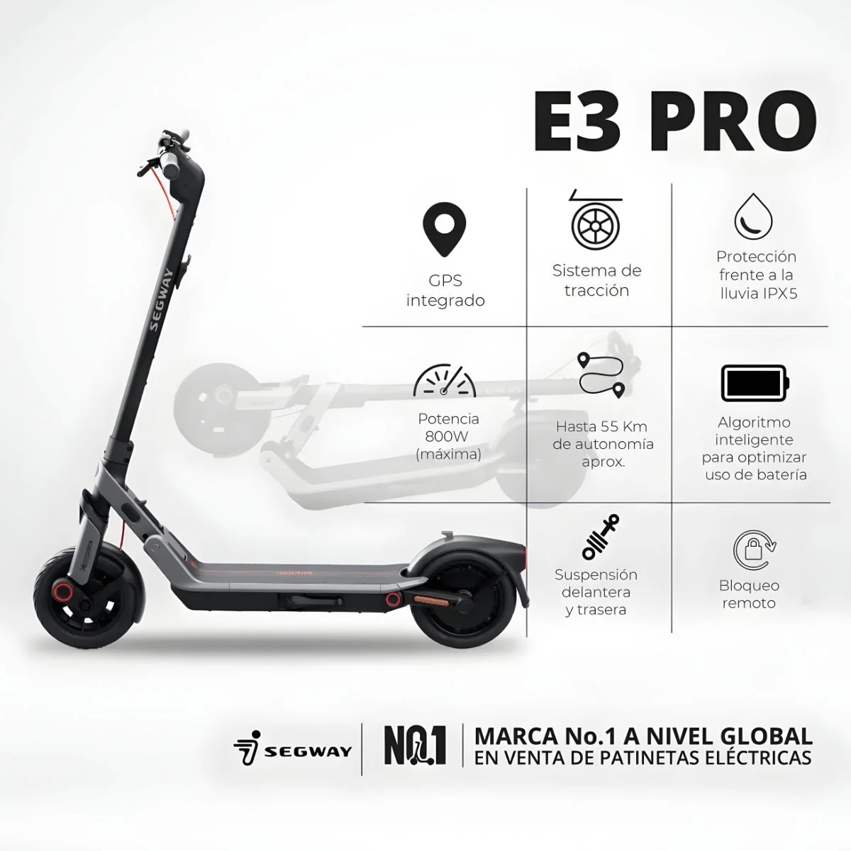 Scooter Segway Ninebot E3 Pro. Monopatín Eléctrico. Autonomía Hasta 55 Km. - Image 2