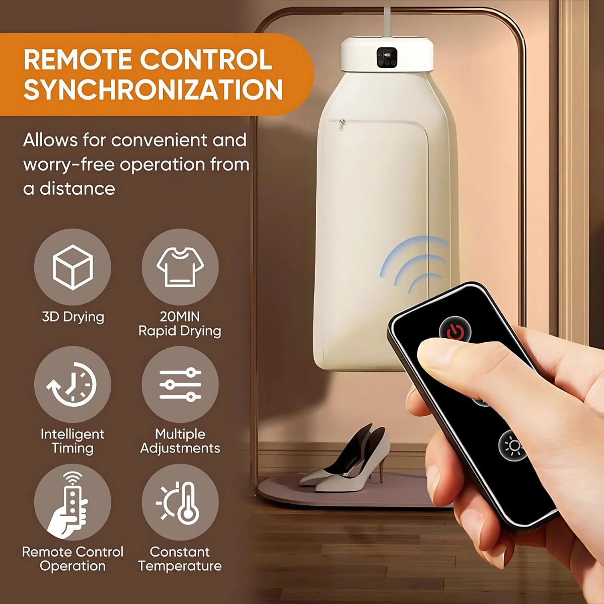 Secador De Ropa Portátil Con Control Remoto, Esterilización UV Y Temporizador. 600W Secadora De Prendas. Ideal Para Apartamentos. - Image 2