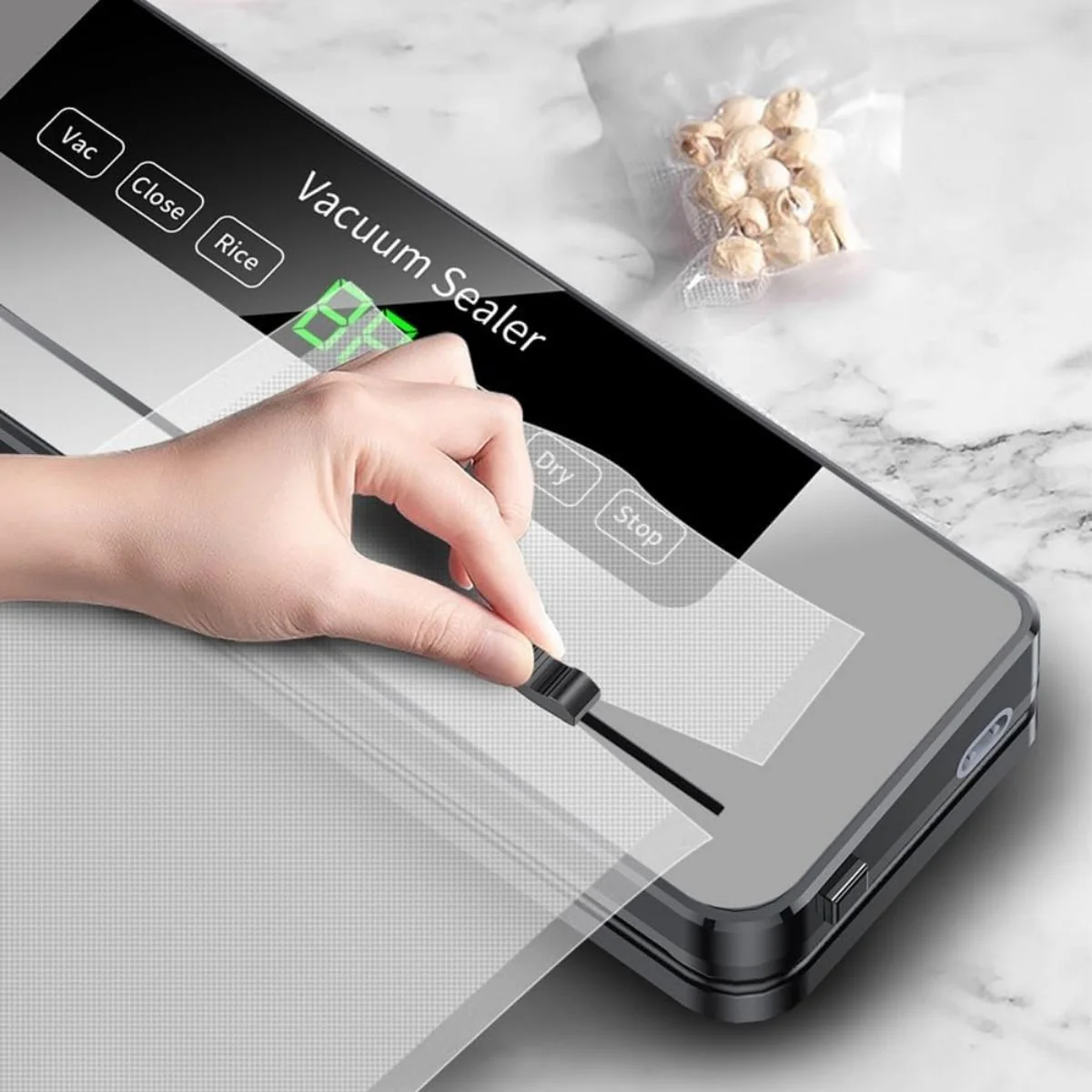 Sellador Al Vacío Con Esterilización UV Para Alimentos De ABS Resistente De 120W Con Medidas 14.5X3x 2.5" (36.8X7.6X6.3Cm). Incluye 10 Bolsas - Image 2