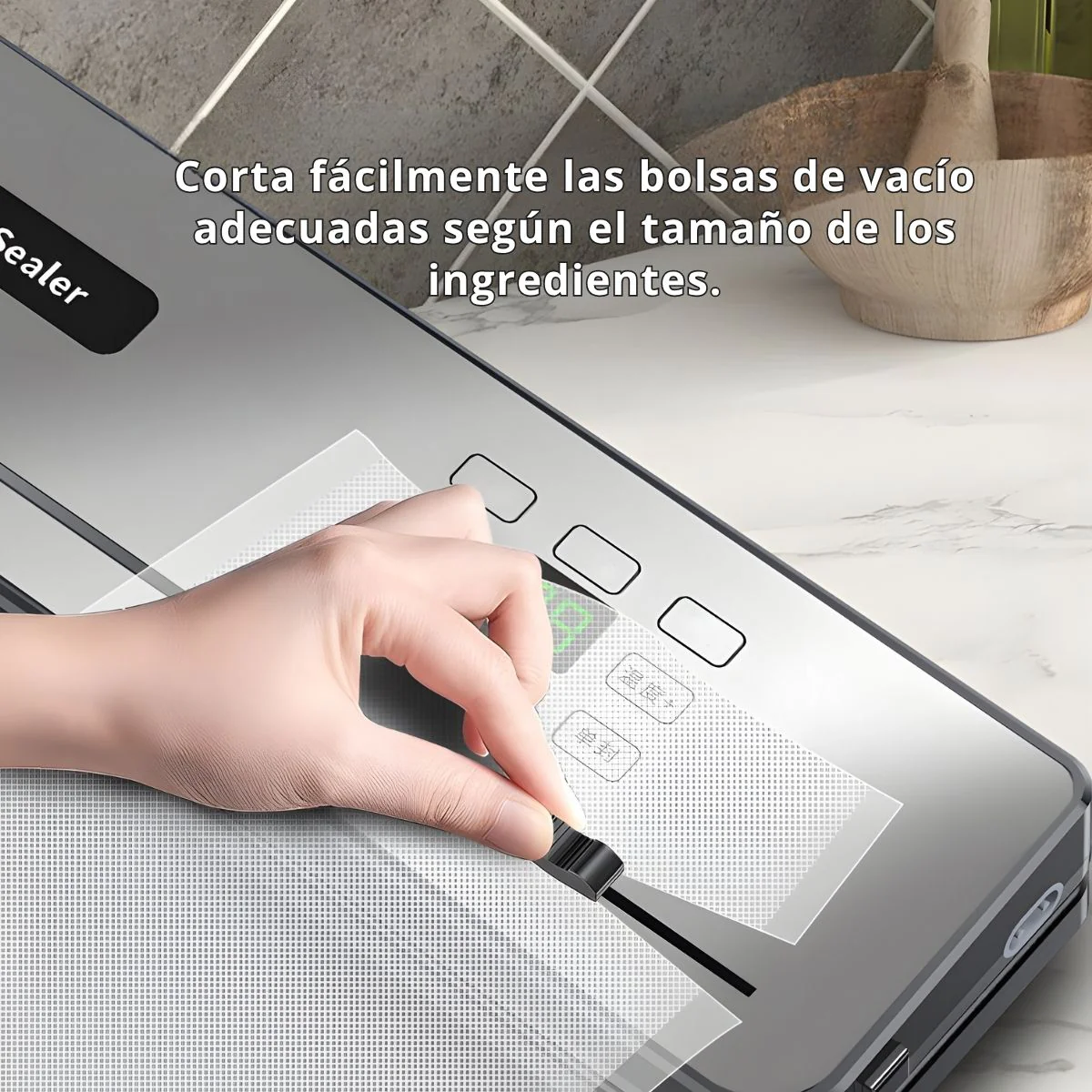 Sellador Al Vacío Recargable USB Con Luz UV De 14X4.3X 2.1" (35.6X11x5.5 Cm), 5V, 50W De ABS. Máquina De Envasado De Alimentos. Incluye 50 Bolsas - Image 3