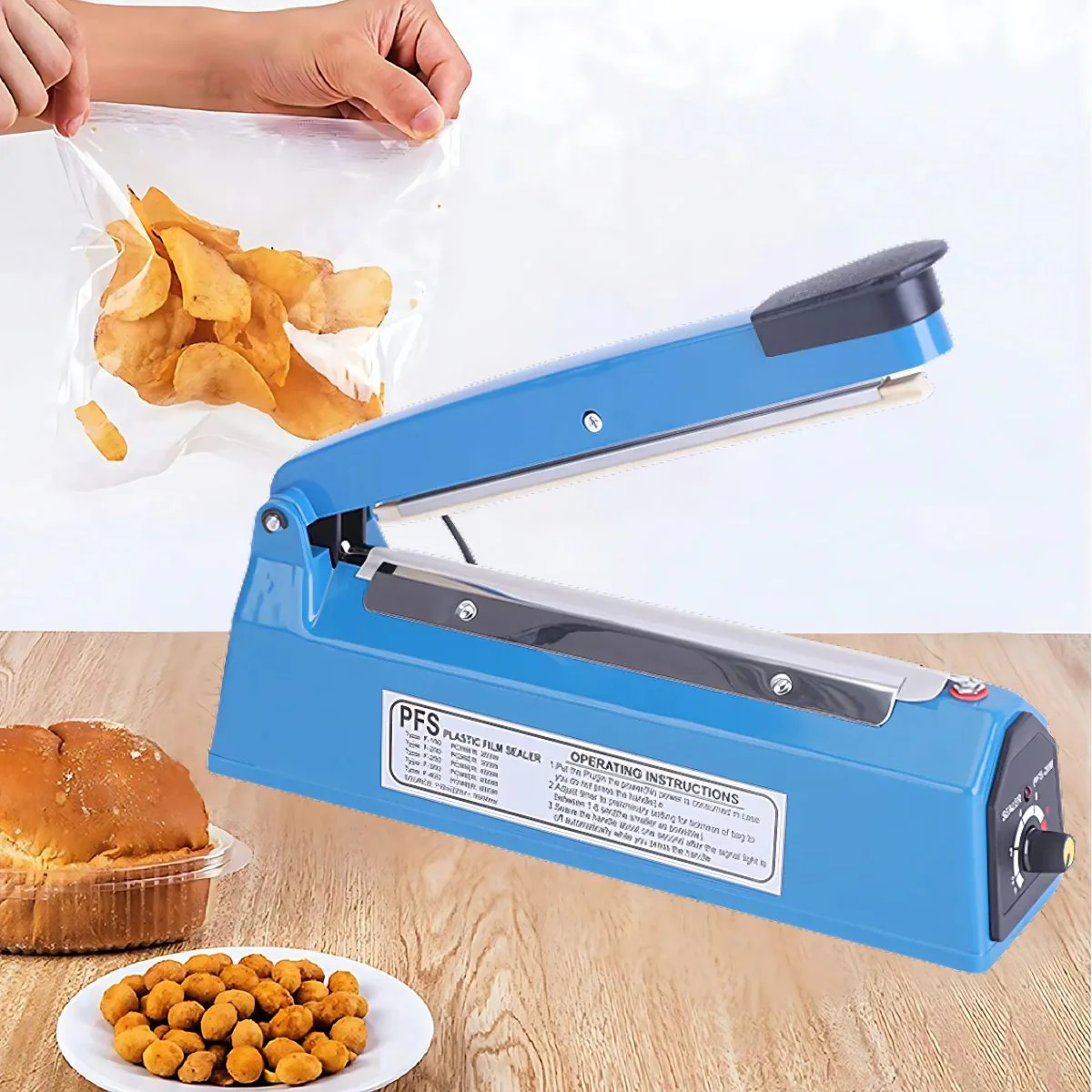 Selladora Impulso Térmica Lineal Eléctrica De 20Cm Con Regulador De Temperatura 110V. Máquina Para Sellar Para Bolsas Plásticas, Aluminio Y Kraft.