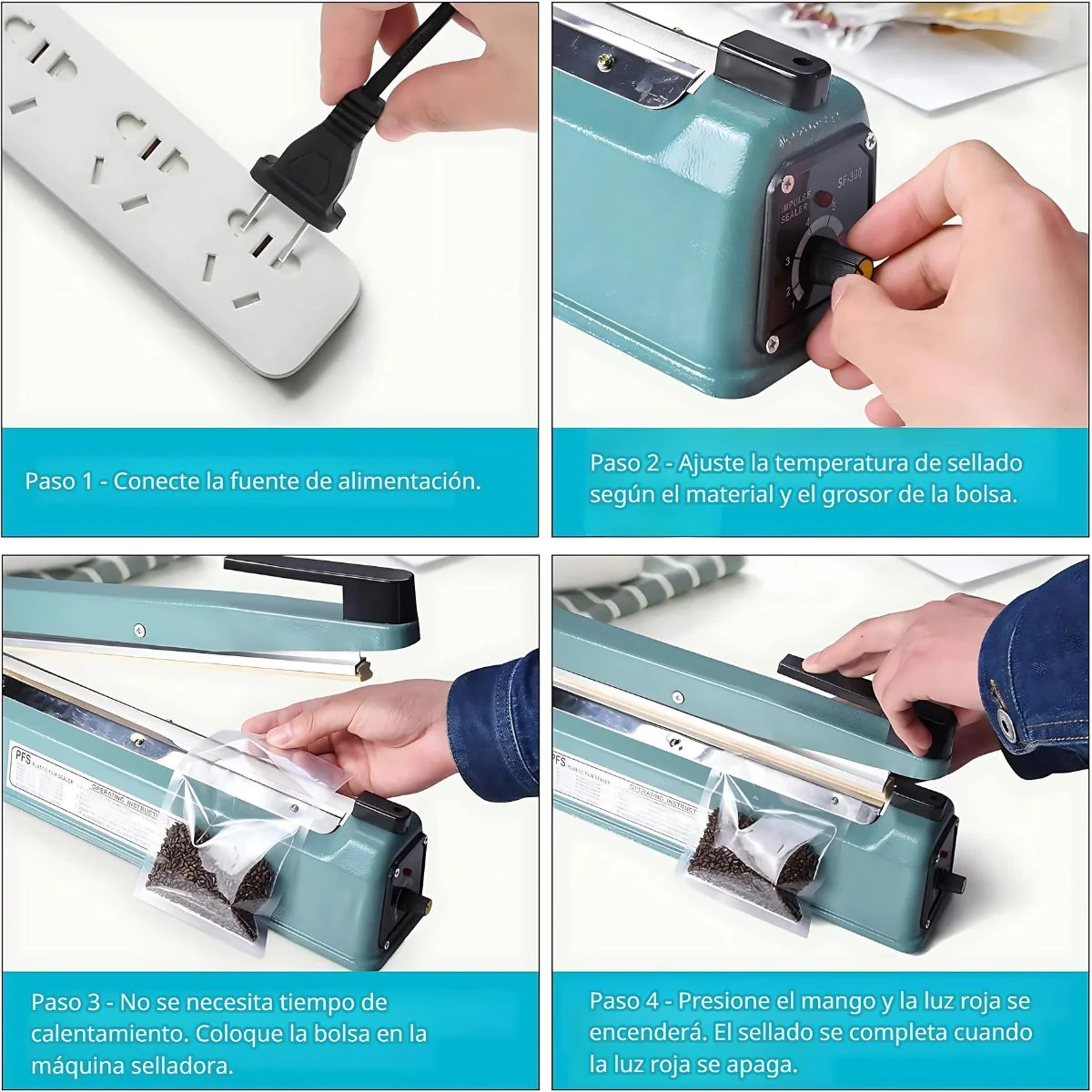 Selladora Impulso Térmica Lineal Eléctrica De 30Cm Con Regulador De Temperatura 110V. Máquina Para Sellar Para Bolsas Plásticas, Aluminio Y Kraft. - Image 4