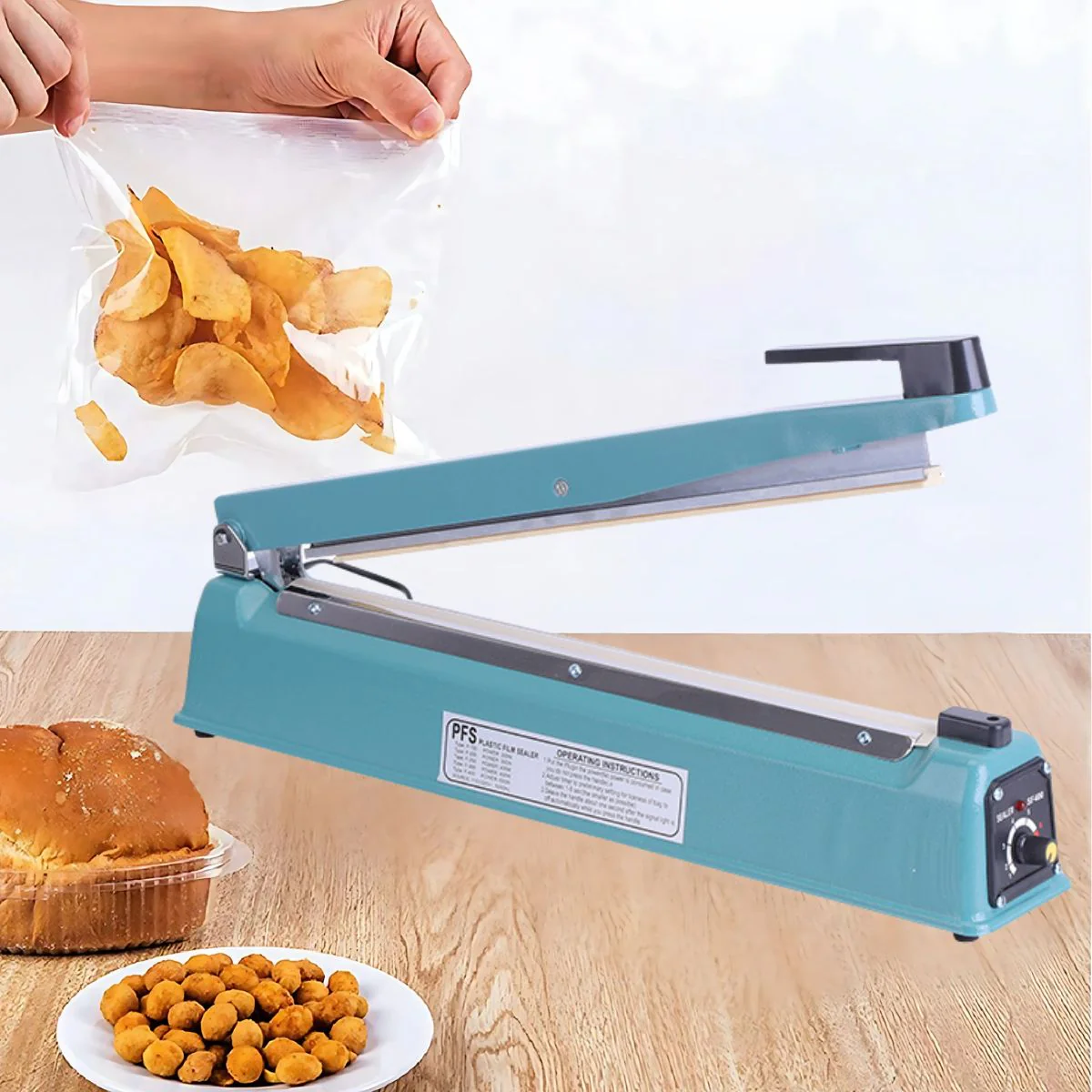 Selladora Impulso Térmica Lineal Eléctrica De 40Cm Con Regulador De Temperatura 110V. Máquina Para Sellar Para Bolsas Plásticas, Aluminio Y Kraft.