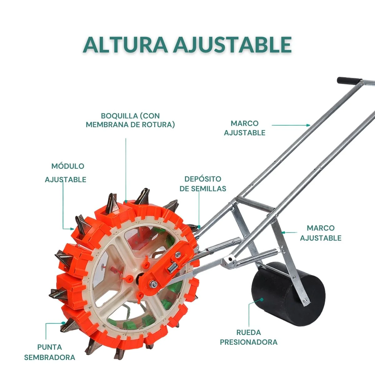 Sembradora Manual De Granos De 10 Salidas. Máquina De Siembra Ajustable Para Maíz, Soya, Maní Y Hortalizas, Distancia, Profundidad Y Cantidad De Semillas Regulable - Image 3