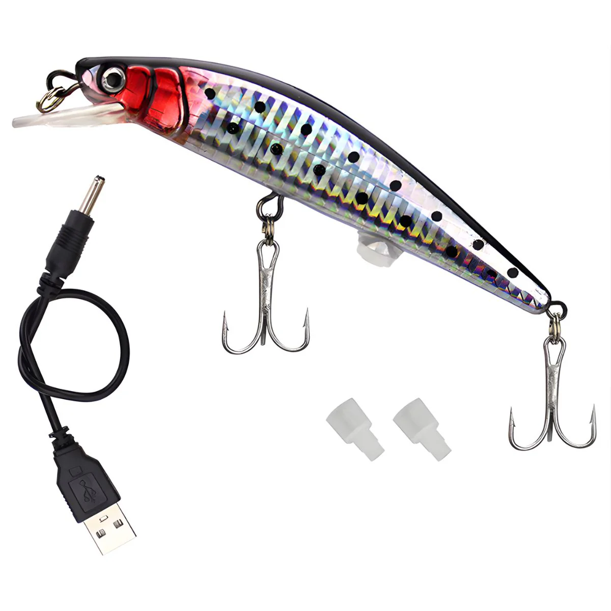 Señuelo De Cebo Pesca Electrónico USB Con Luz LED Y Vibración Automática. Carnada Con Anzuelo. Color Shell 19G. - Image 2