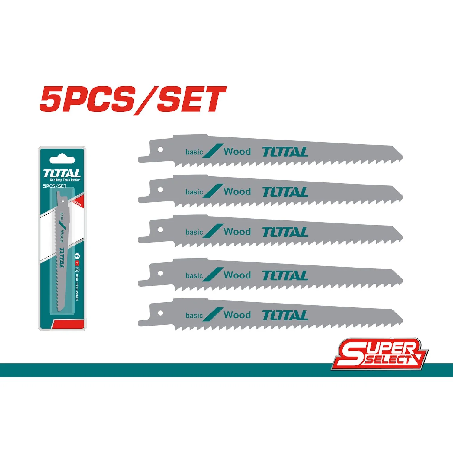 Hojas Sierra Sable Reciproca Para Madera. 6 Dientes Por Pulgada. Set De 5 Hojas.