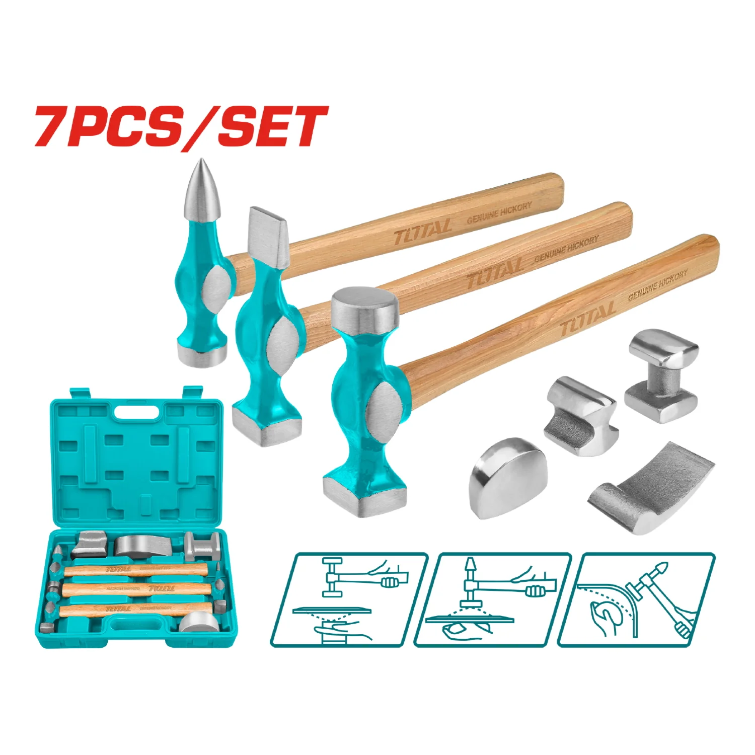 Martillos Para Chapistería. 7 Pzs. Mango De Madera Nogal Genuino. Tratamiento Térmico. - Image 2