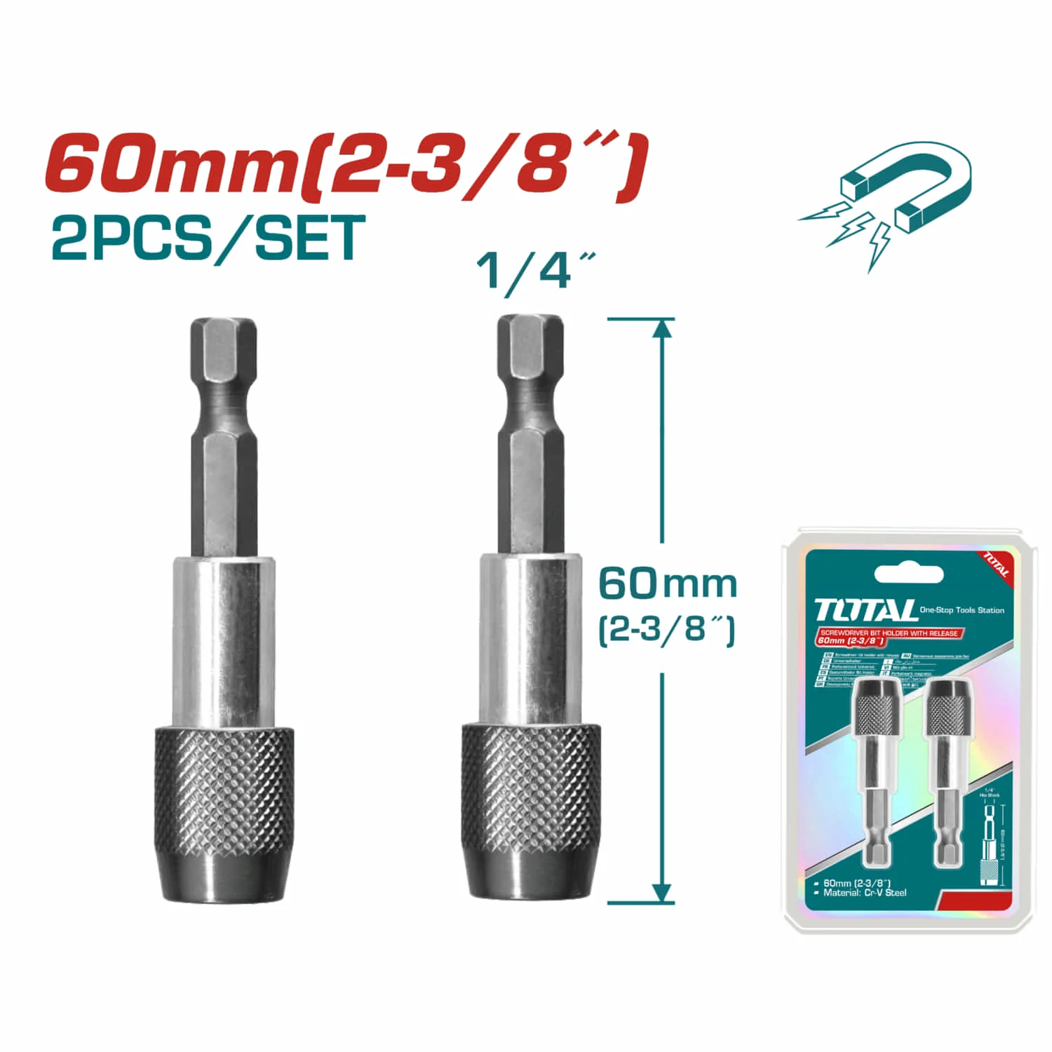 Set De Porta Puntas Magnético De Destornillador (1/4”, 60 Mm)