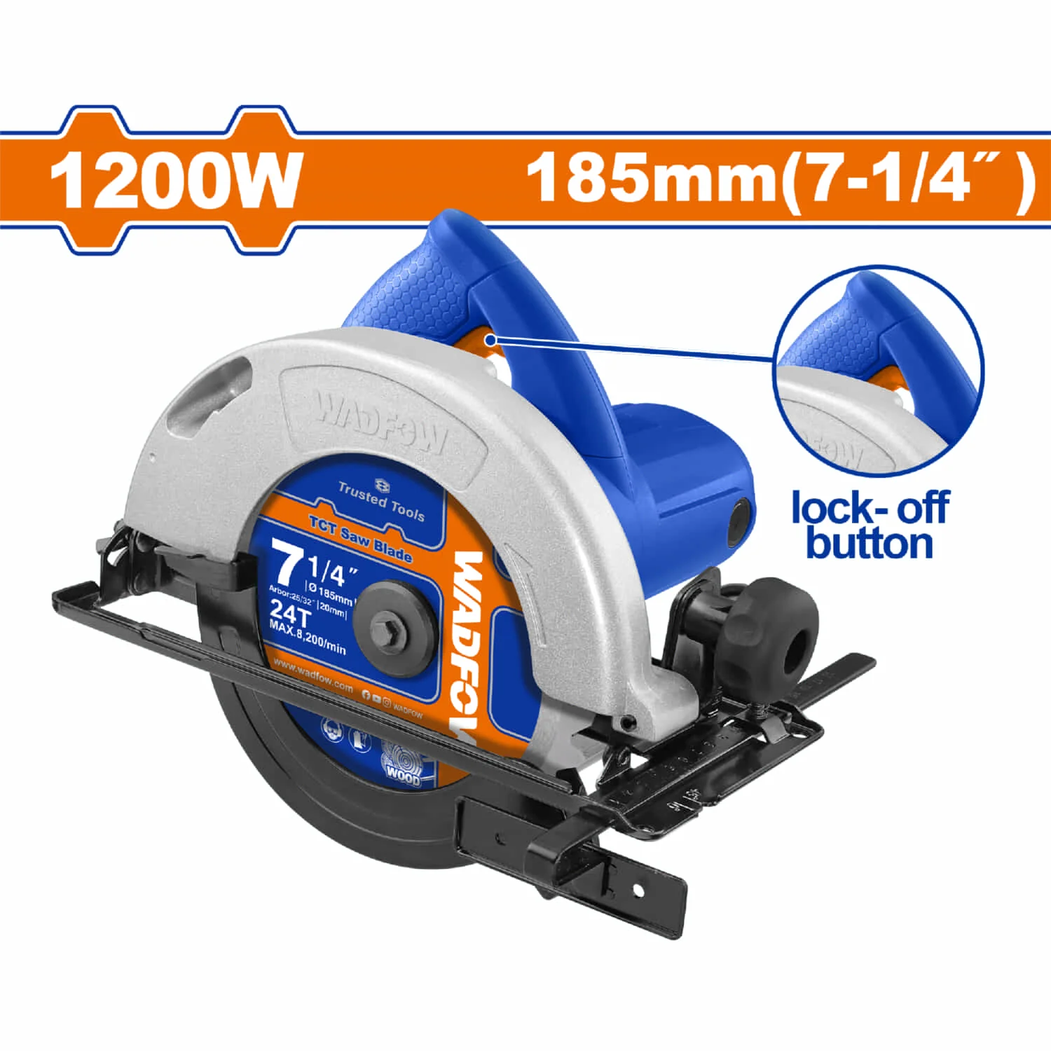 Sierra Circular 1200W  Veloc. 4800Rpm  Corte A 45º Y 90º  Corte Ajustable  Incluye: 1 Hoja 7-1/4"  Cortadora De Disco