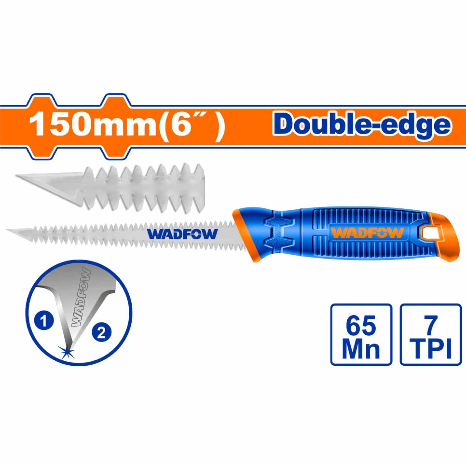 Sierra Doble Filo Para Gypsum De 6”. 65Mn. 7TPI. Serrucho Para Pared De Yeso.