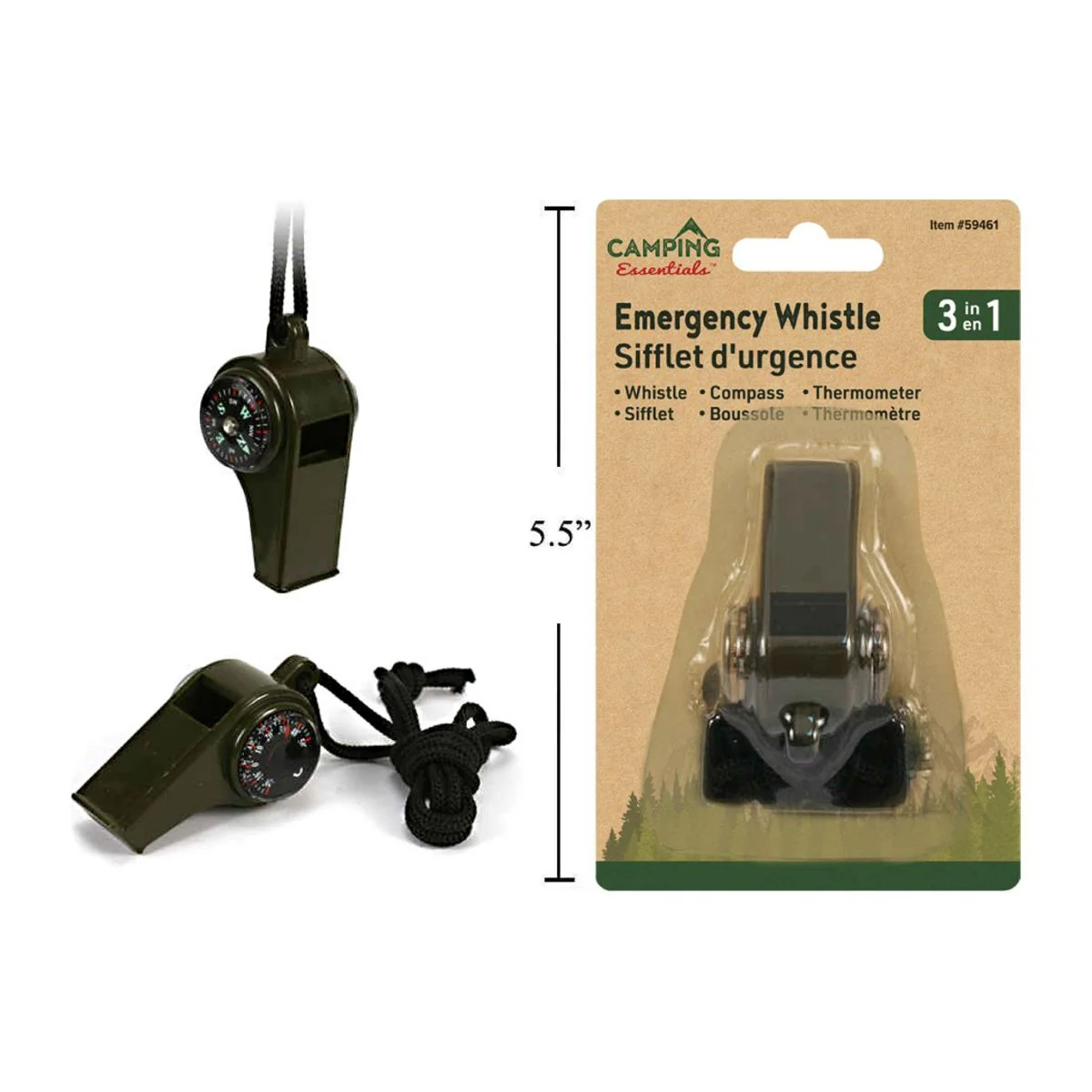 Silbato De Emergencia / Brújula Y Termómetro Para Acampar 3 En 1 - Image 4