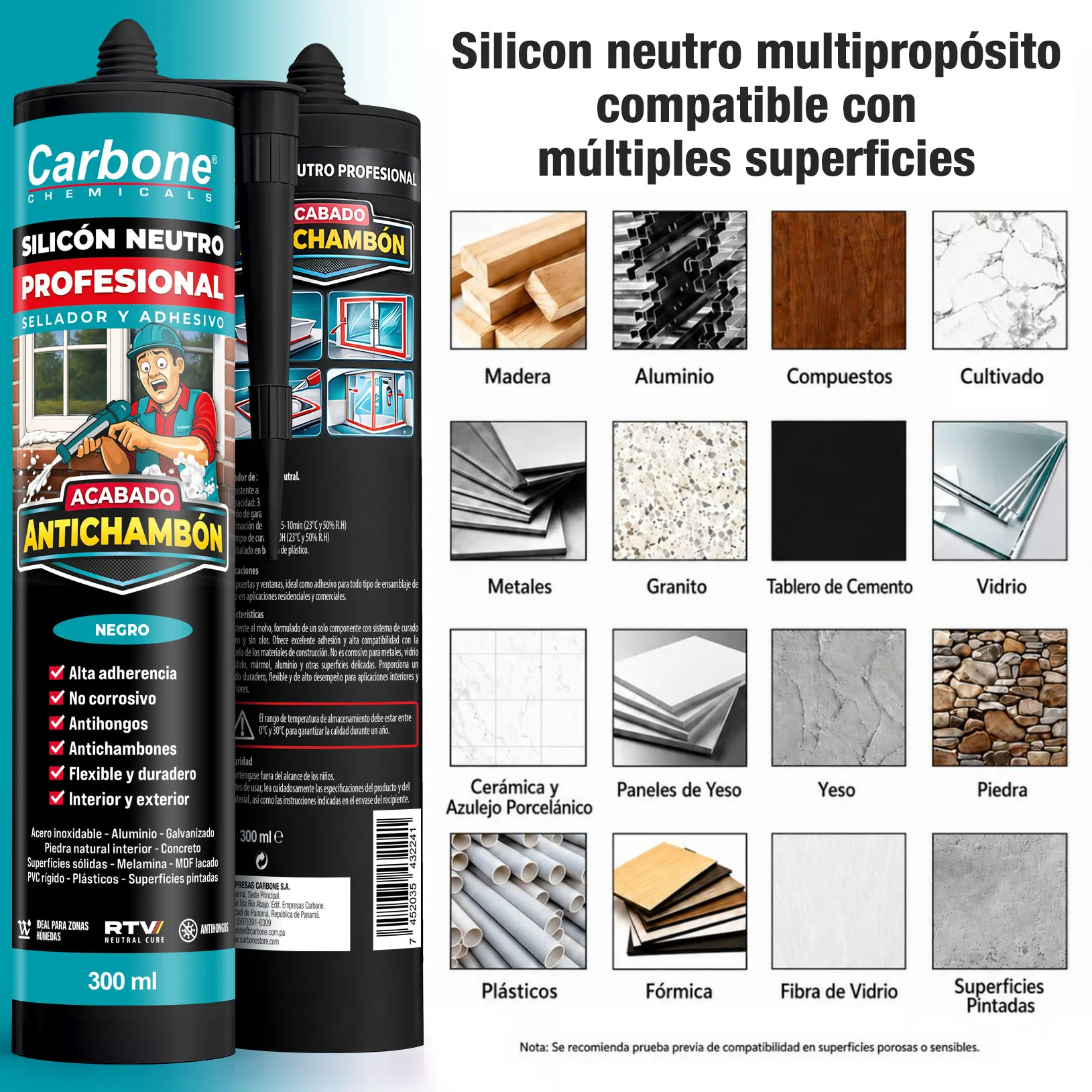 Silicón Neutro Negro Multipropósito Resistente A Rayos UV 300 Ml Calidad Profesional. Sellador Silicona. - Image 3