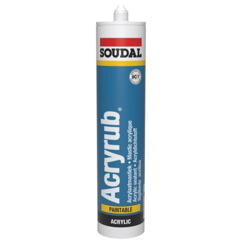 Silicon Pintable Acryrub Soudal Acrilico Negro 310Ml.